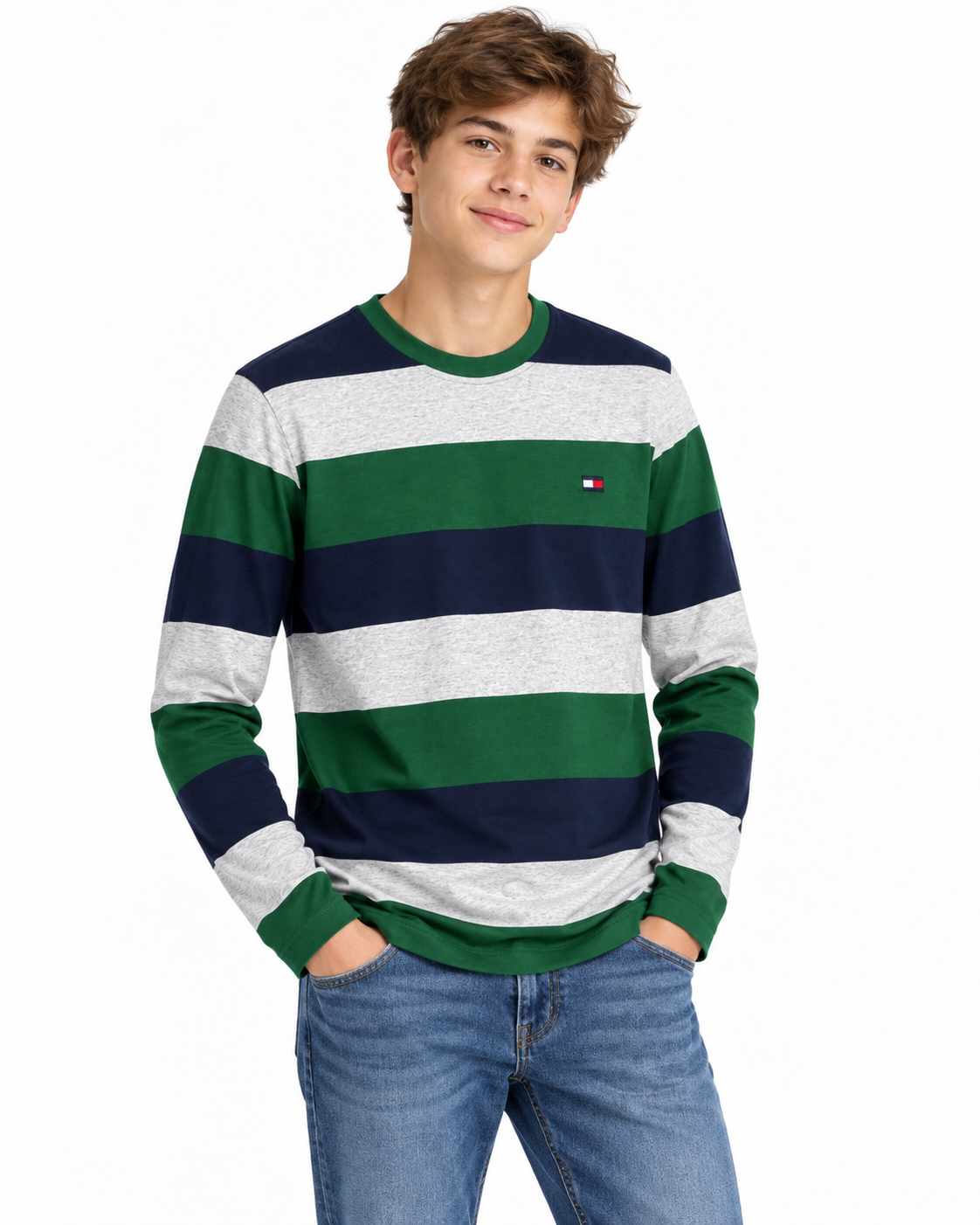 Playera niño- manga larga rayas