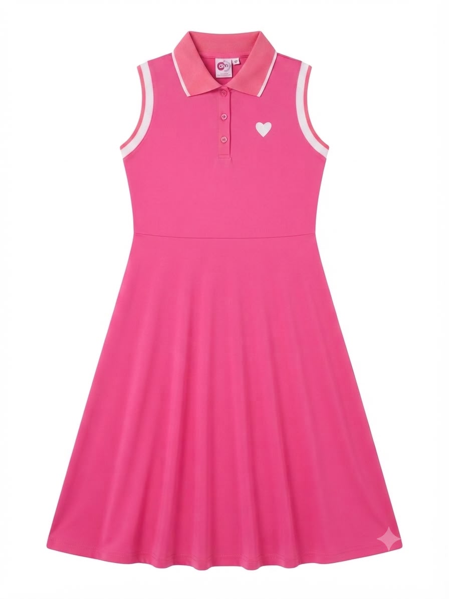 Vestido niña tipo polo rosa toque deportivo