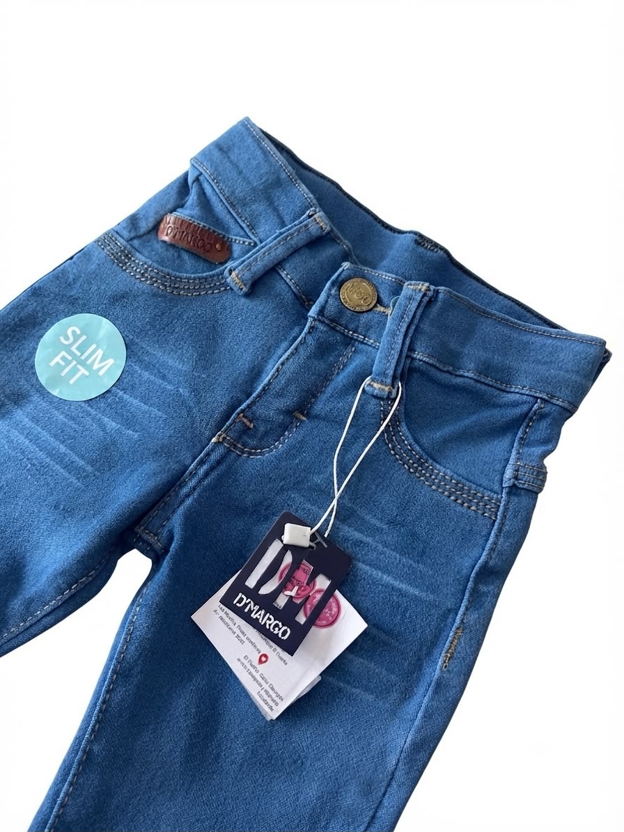 Pantalón niño mezclilla azul claro slim fit