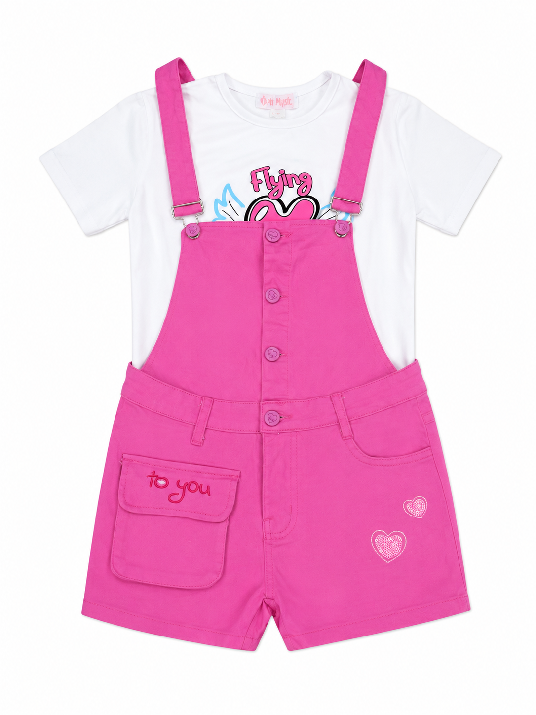 Set niña con overol short y playera