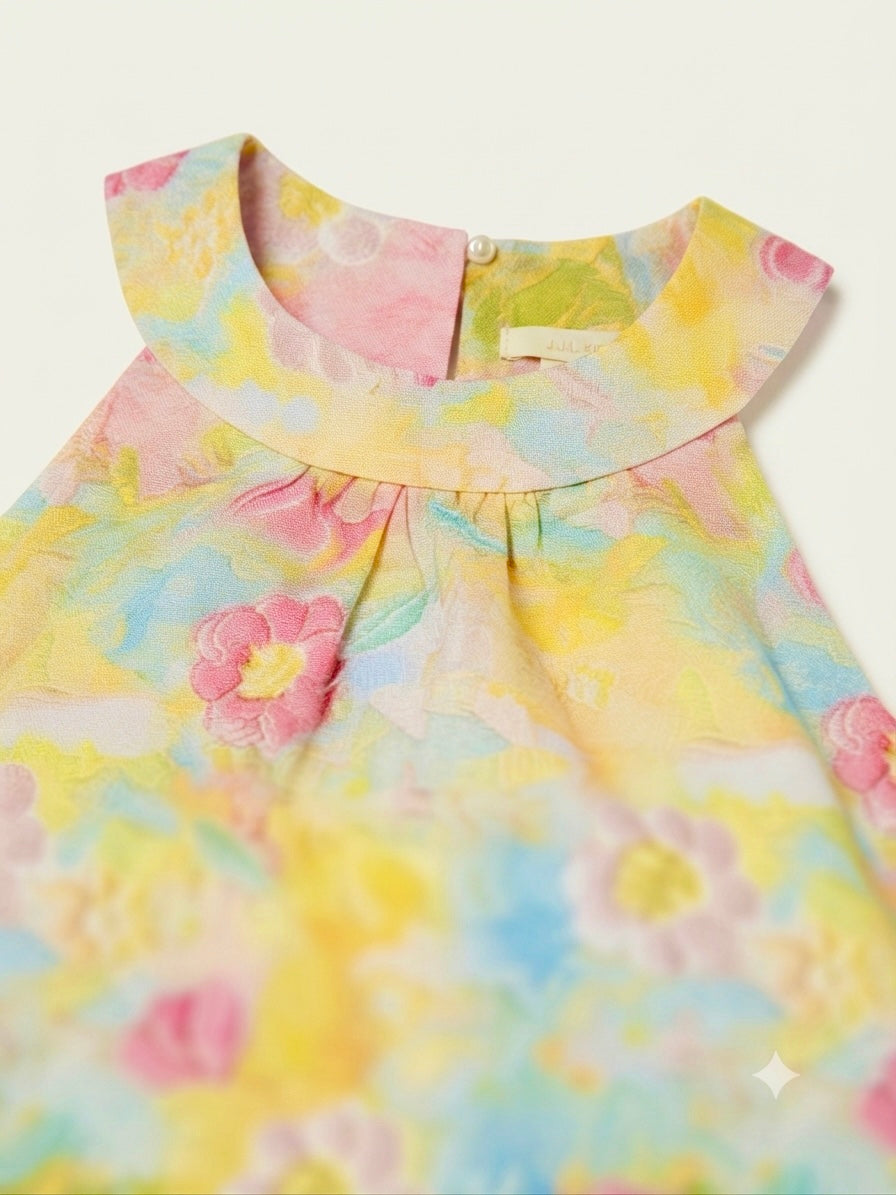 Vestido niña estampado floral pastel