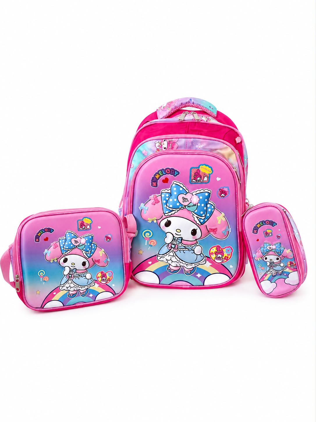 Set Mochila Infantil conejito 3 Piezas – Mochila, Lonchera y Lapicera