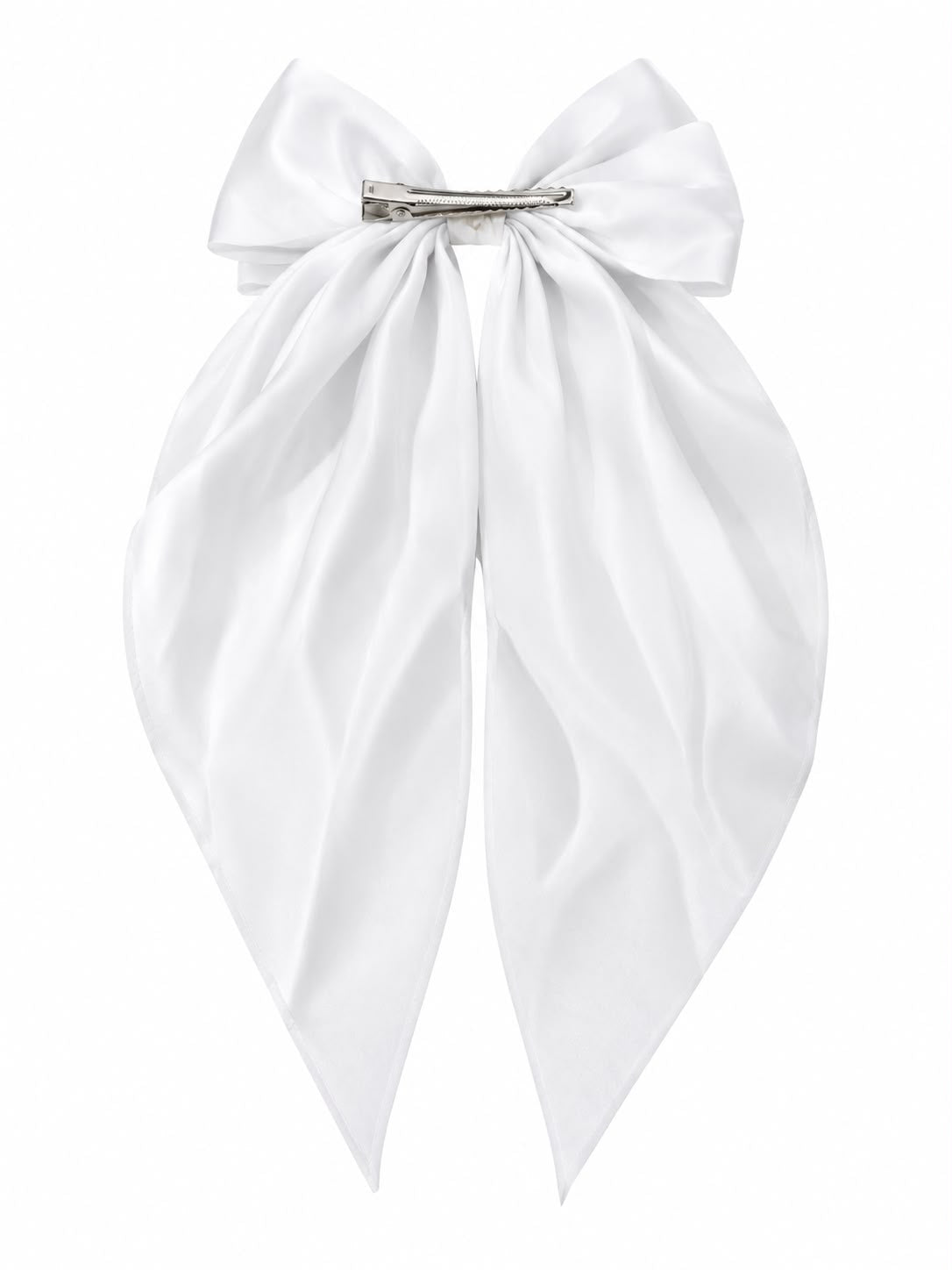Moño coquette niña blanco elegante con tiras largas