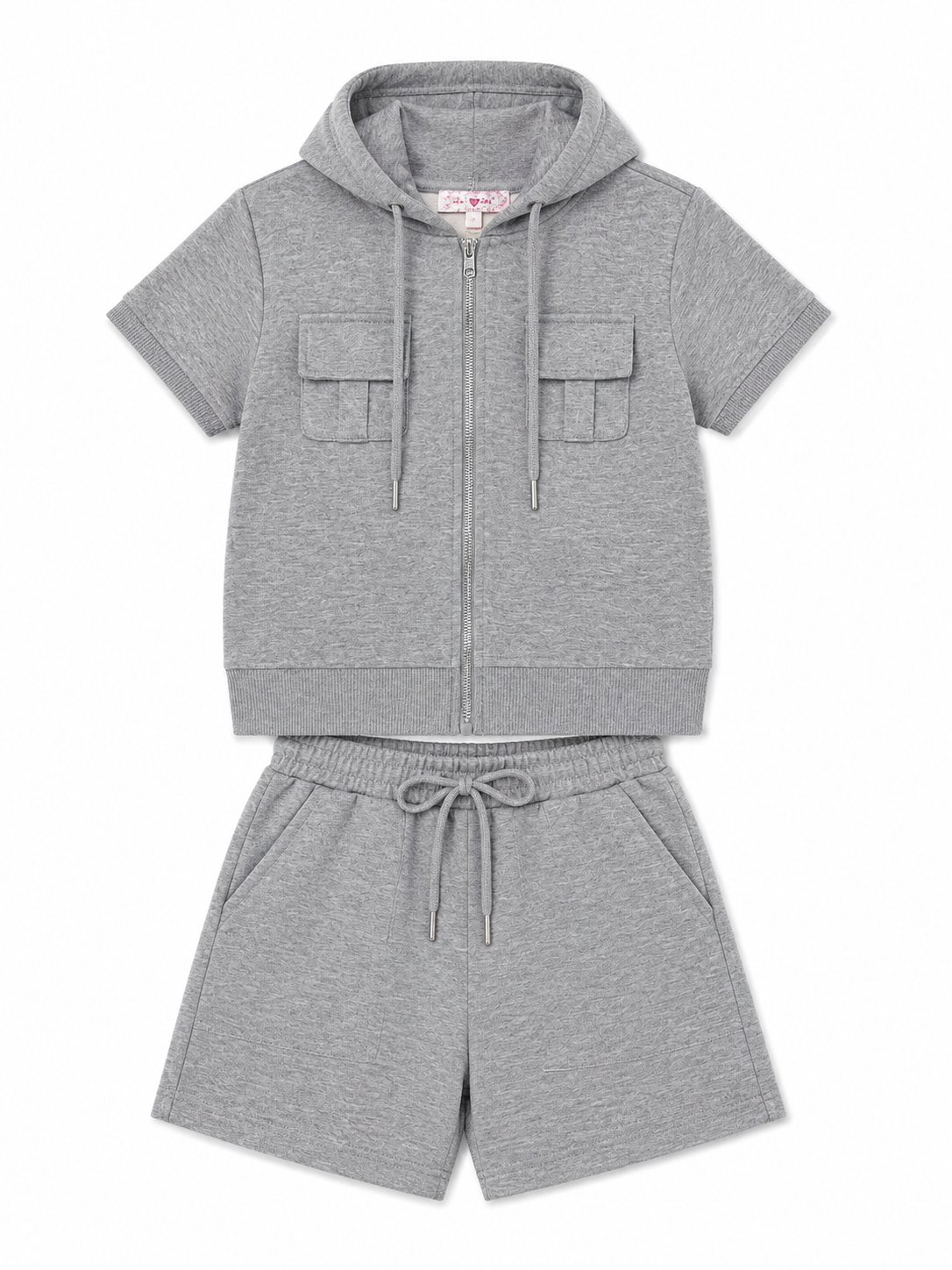 Set niña deportivo con sudadera y short gris