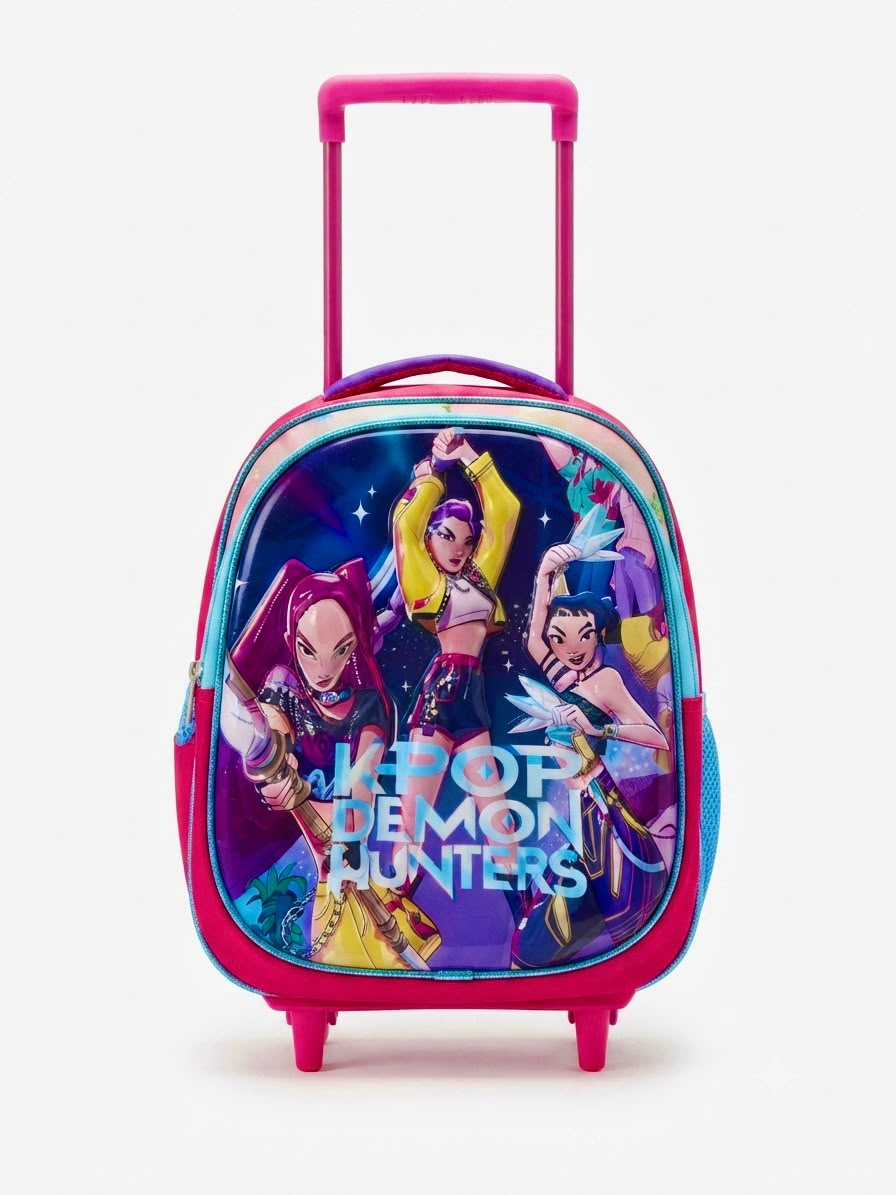 Mochila escolar infantil de Guerreras Cantantes con carrito para kínder
