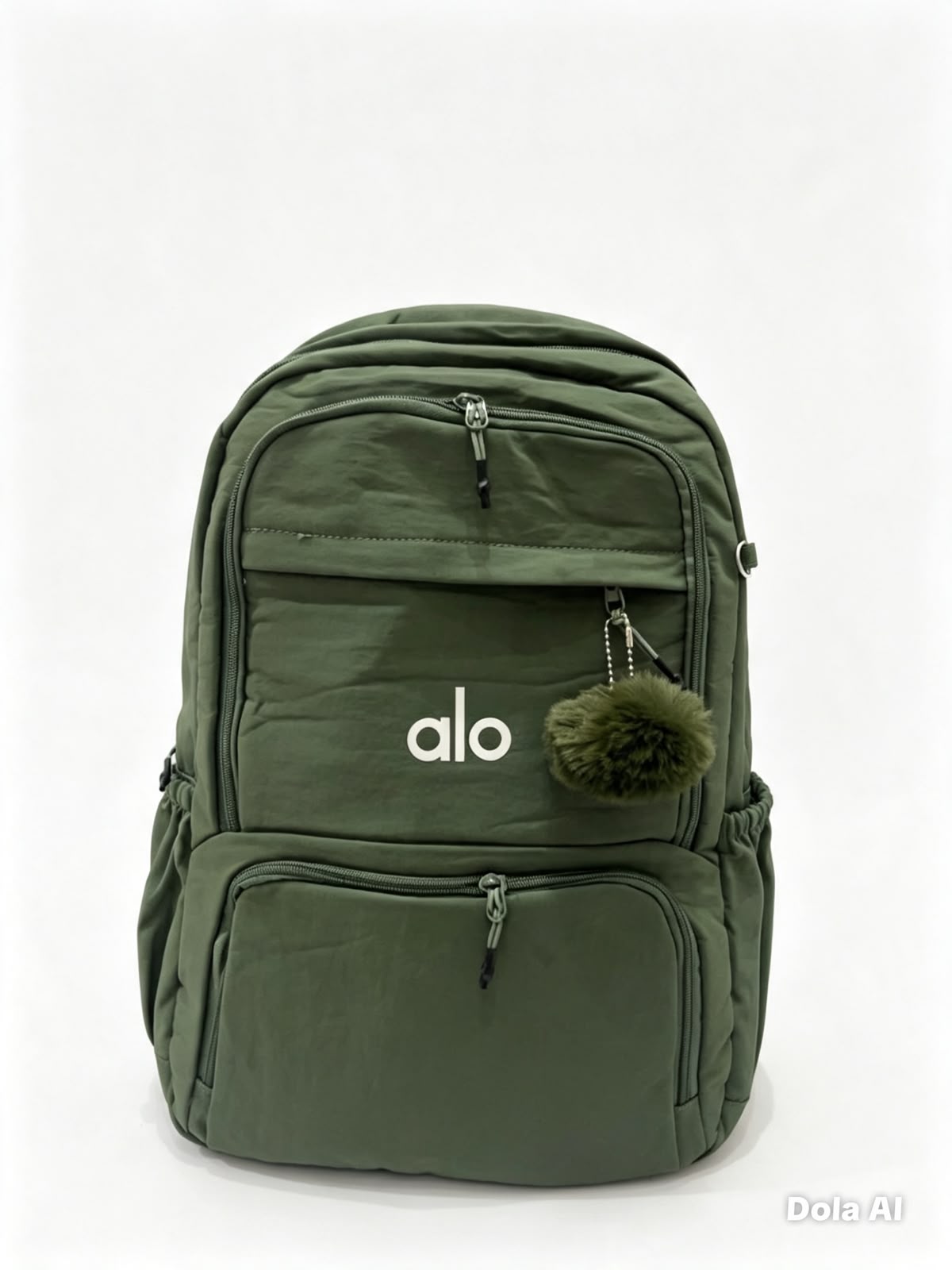 Mochila juvenil color verde olivo con múltiples compartimentos