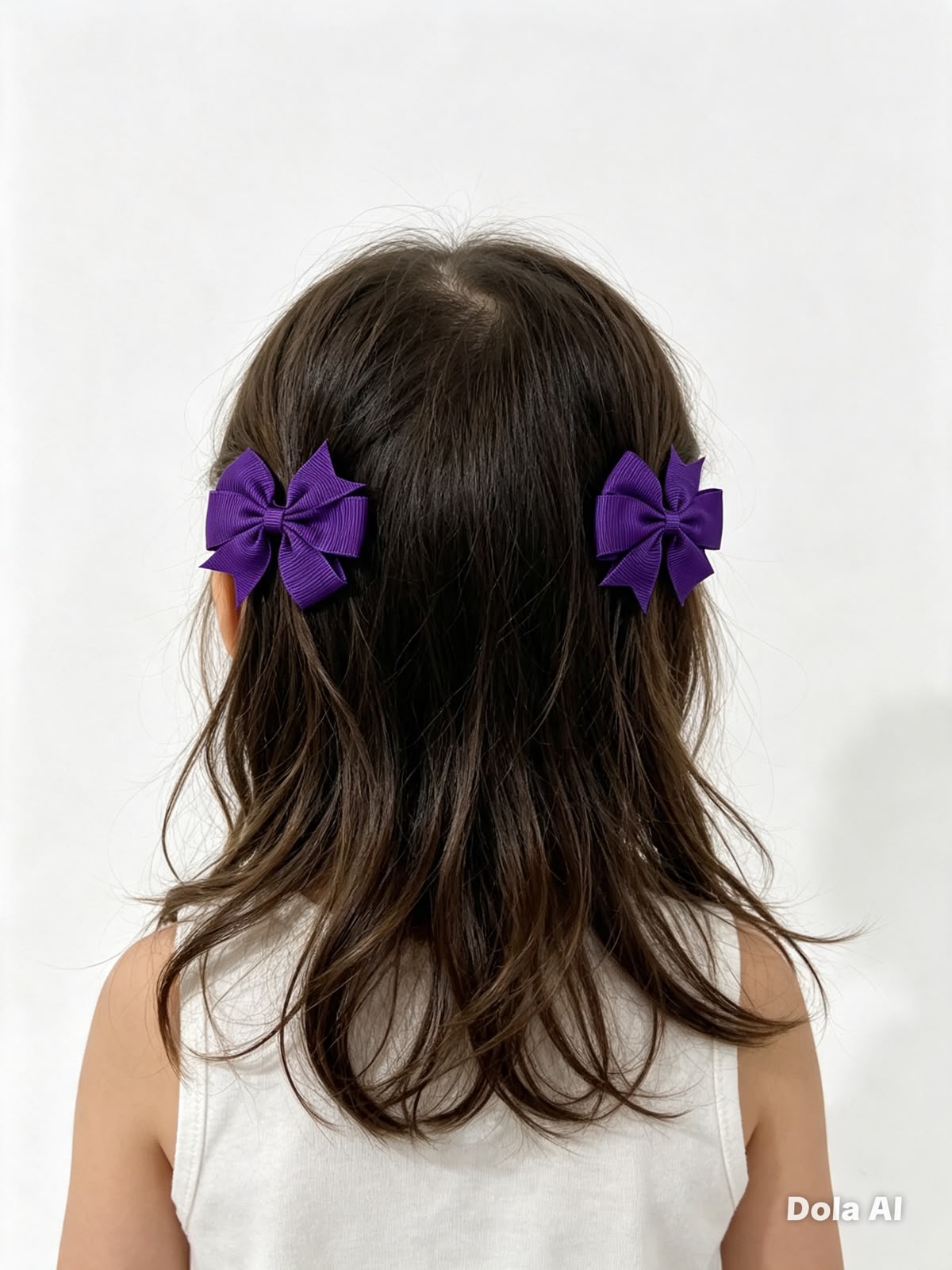 Moño par niña morado de grosgrain