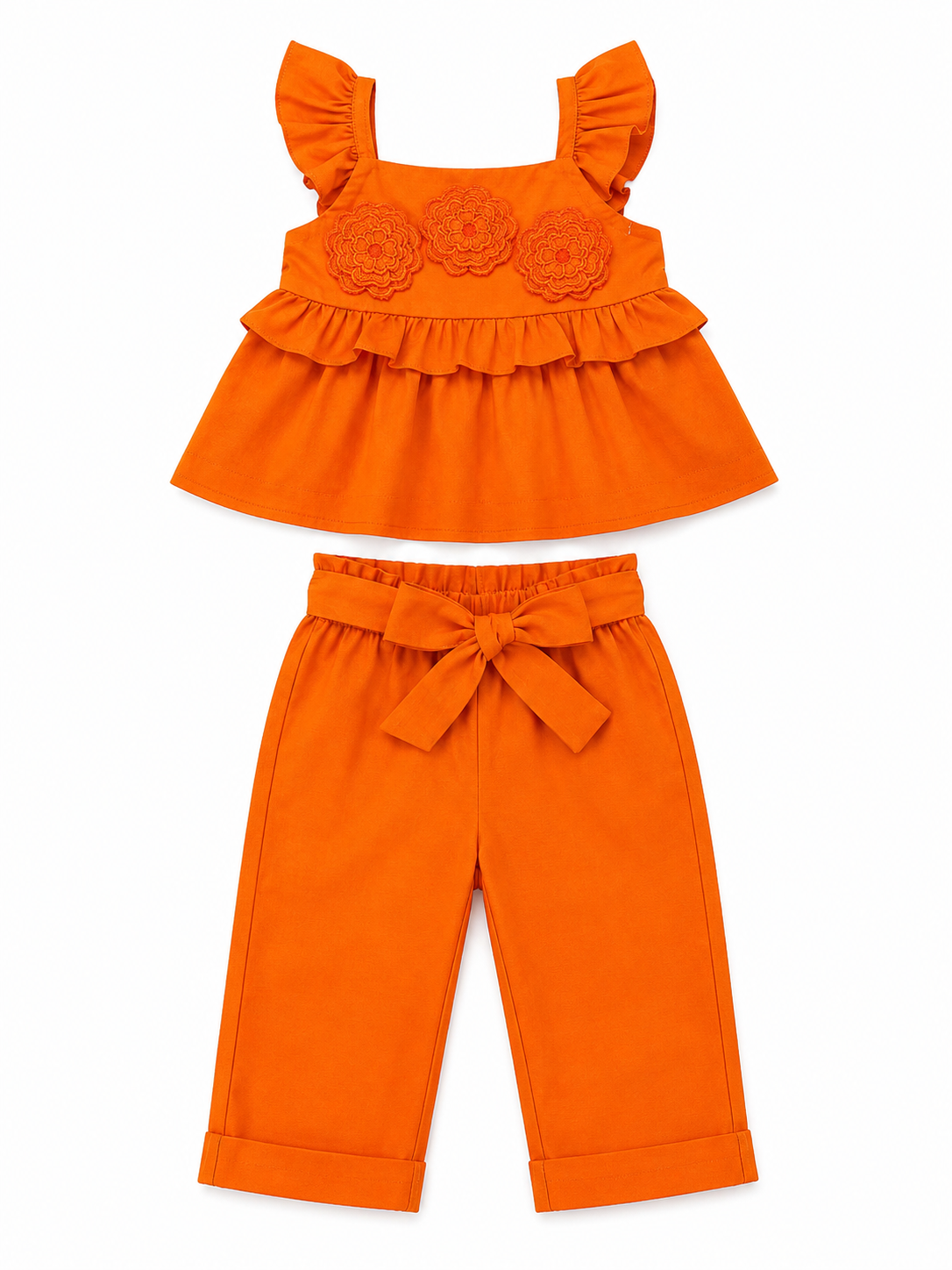 Set niña con blusa de olanes y pantalón