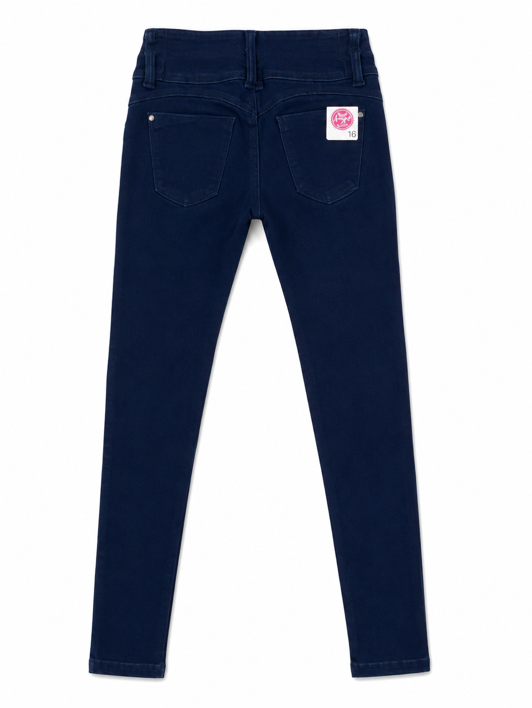 Pantalón niña skinny mezclilla azul oscuro con 3 botones