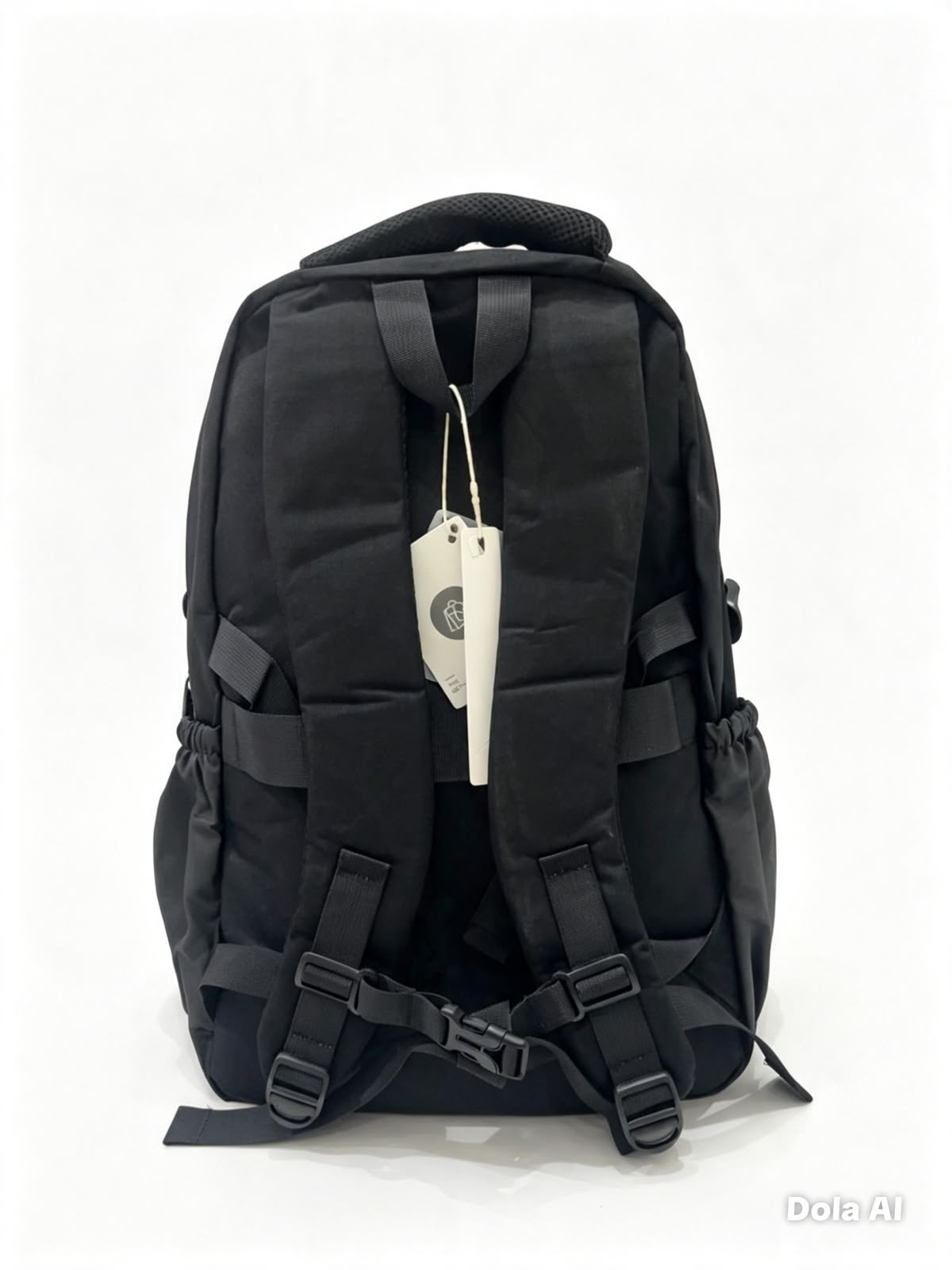 Mochila juvenil negra con diseño deportivo