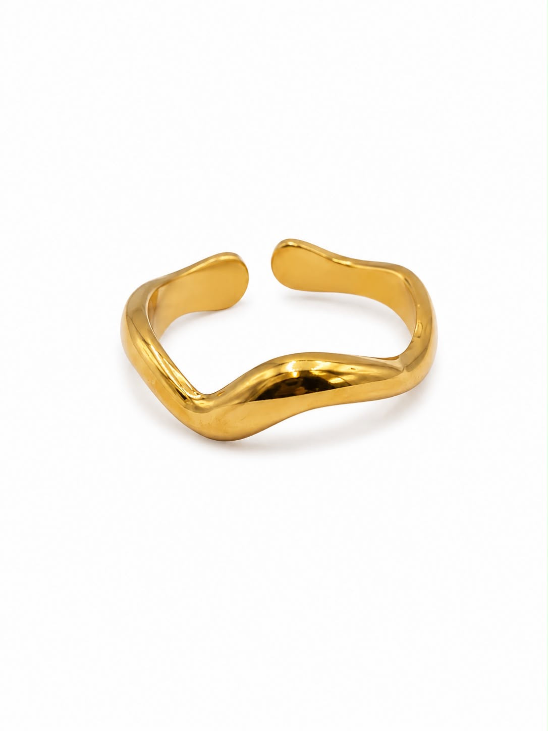 Anillo Dama dorado diseño ondulado