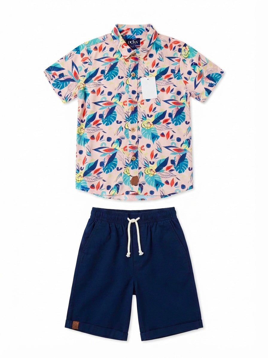 Set niño camisa tropical con short marino