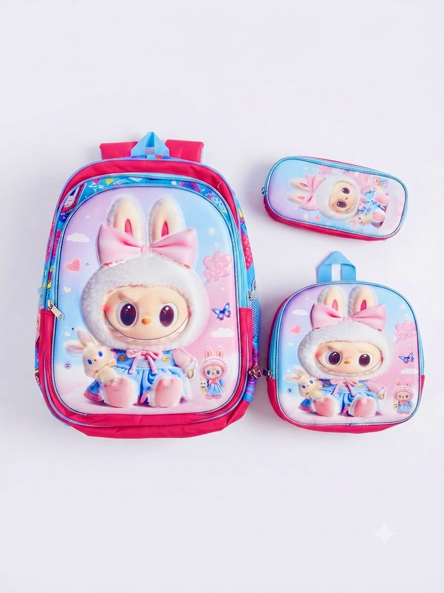 Set Mochila Infantil Conejita – Mochila + Lonchera + Lapicera