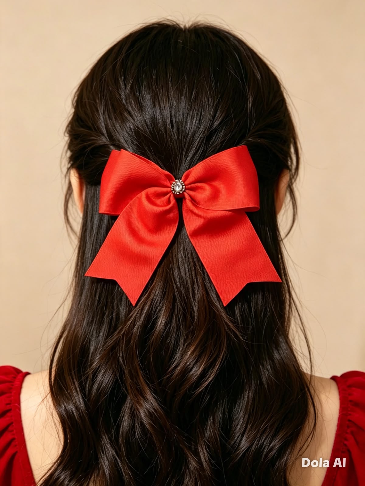 Moño niña rojo con pedrería 🎀✨