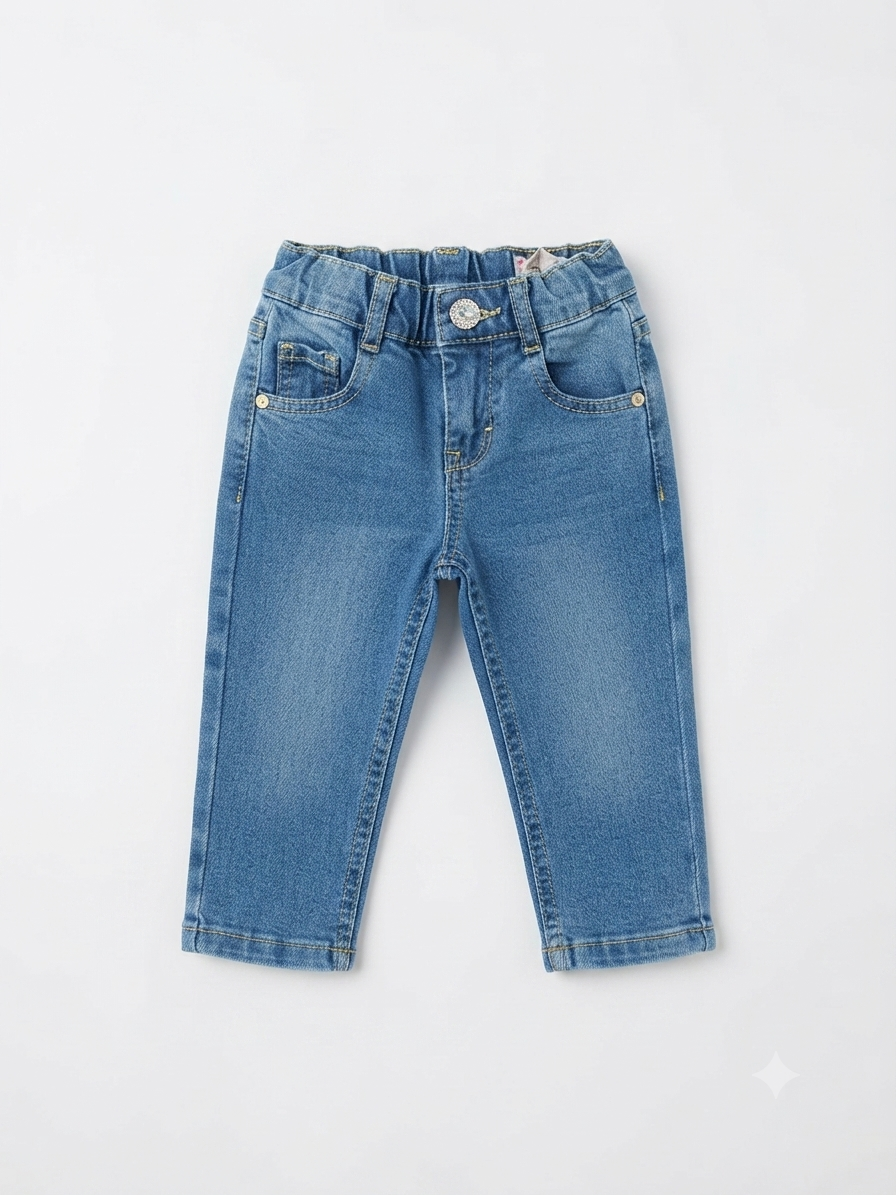 Pantalón niña de mezclilla clásico azul claro