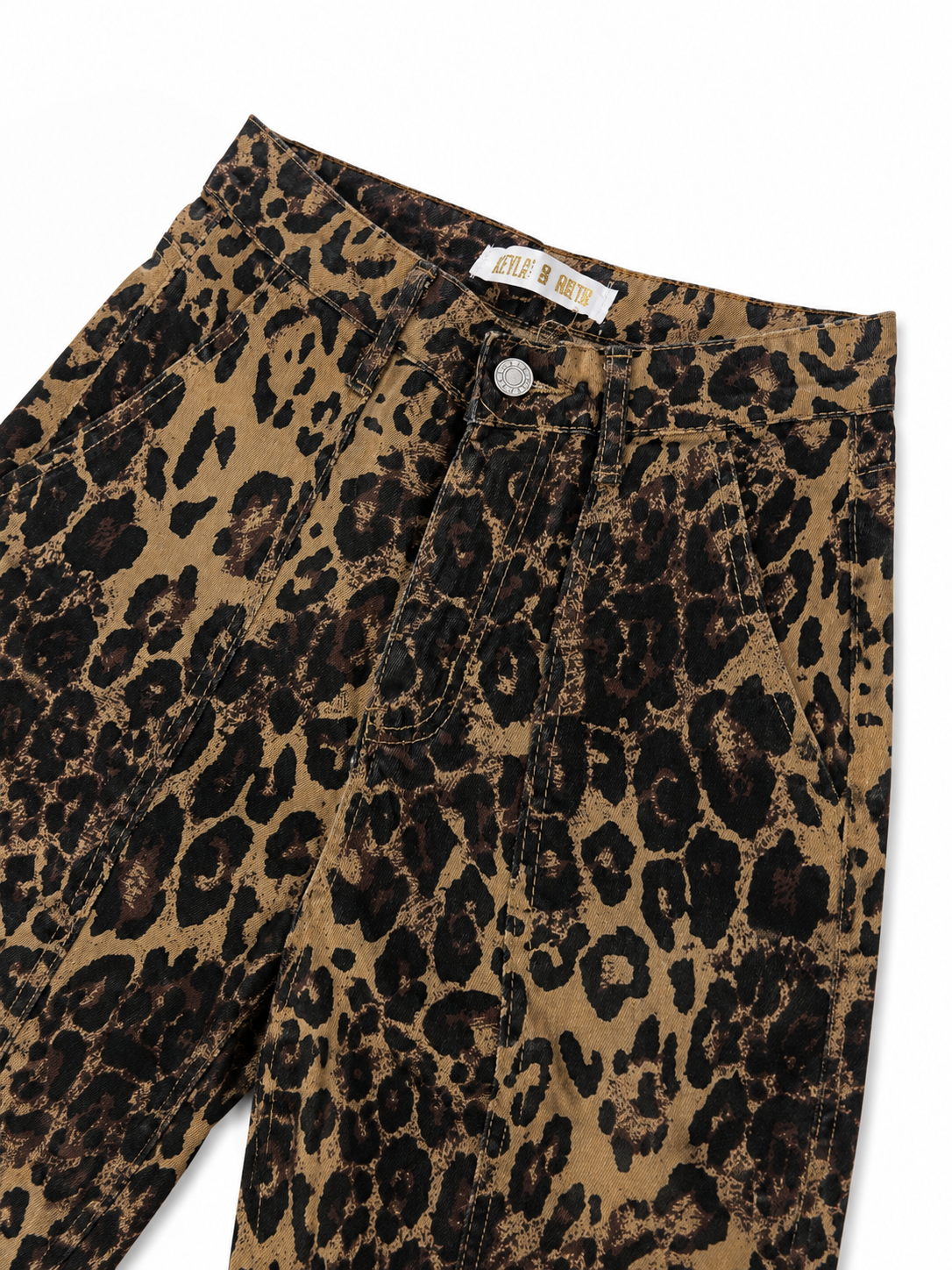 Pantalón dama mezclilla cargo palazzo animal print