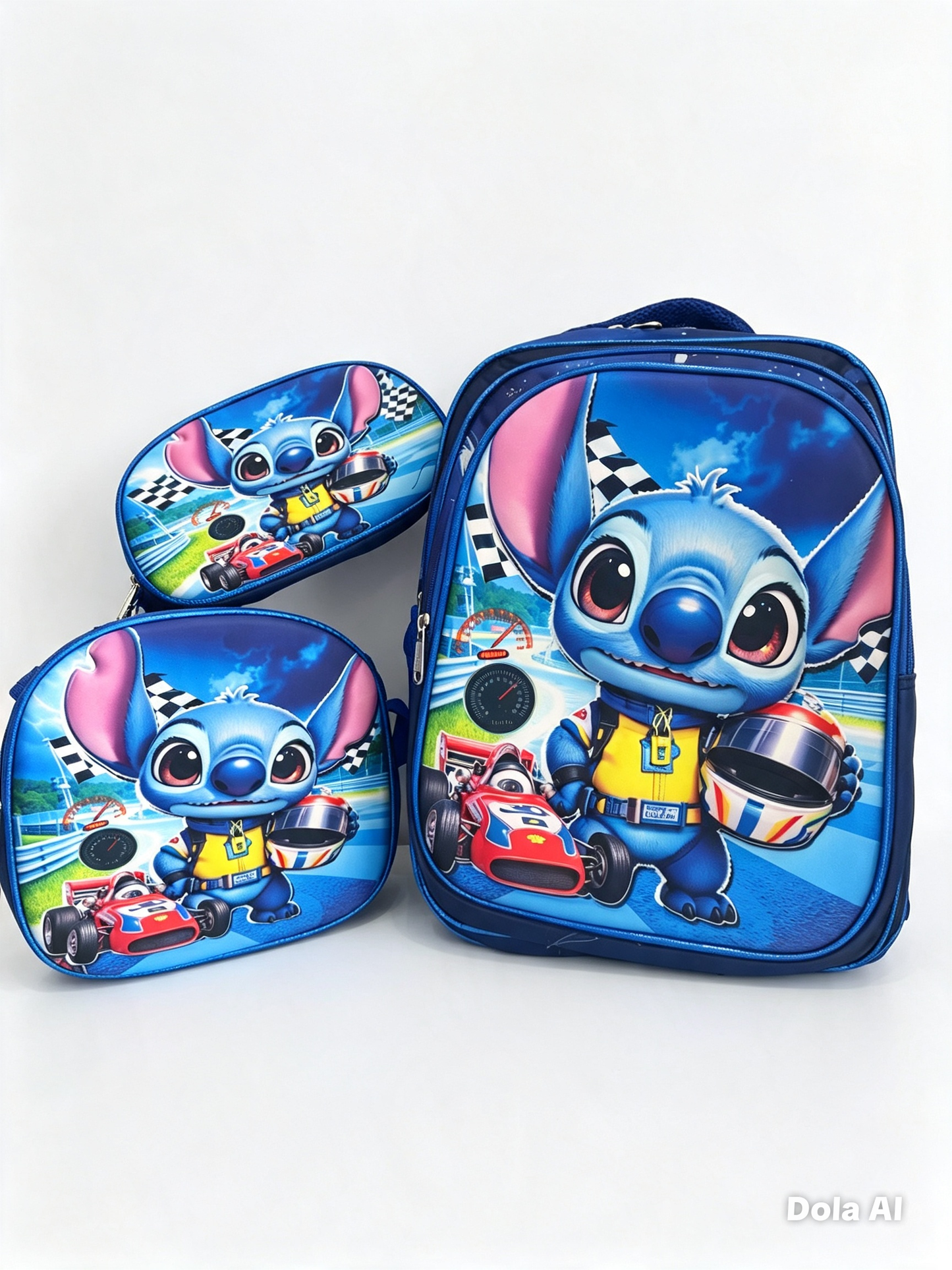 Set Mochila Infantil Amiguito Espacial de Carreras 3 Piezas