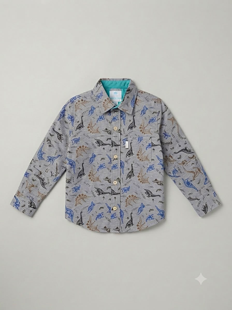 Camisa niño manga larga con estampado de dinosaurios