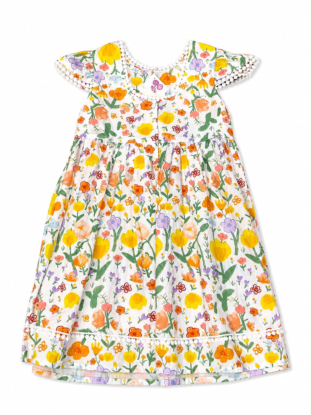 Vestido niña floral con Olanes y encaje