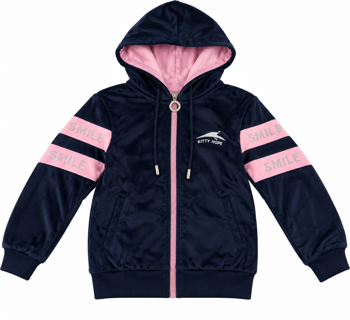 Set niña deportivo azul marino con detalles rosa “Smile”