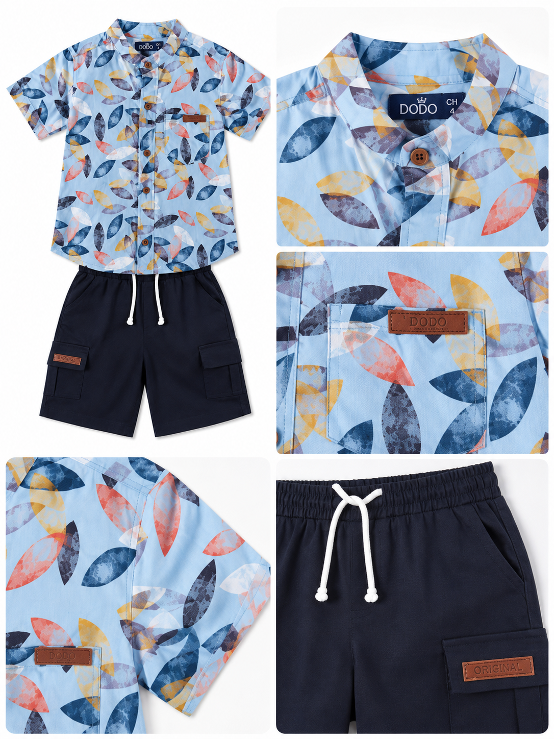 Set niño camisa estampada con short cargo