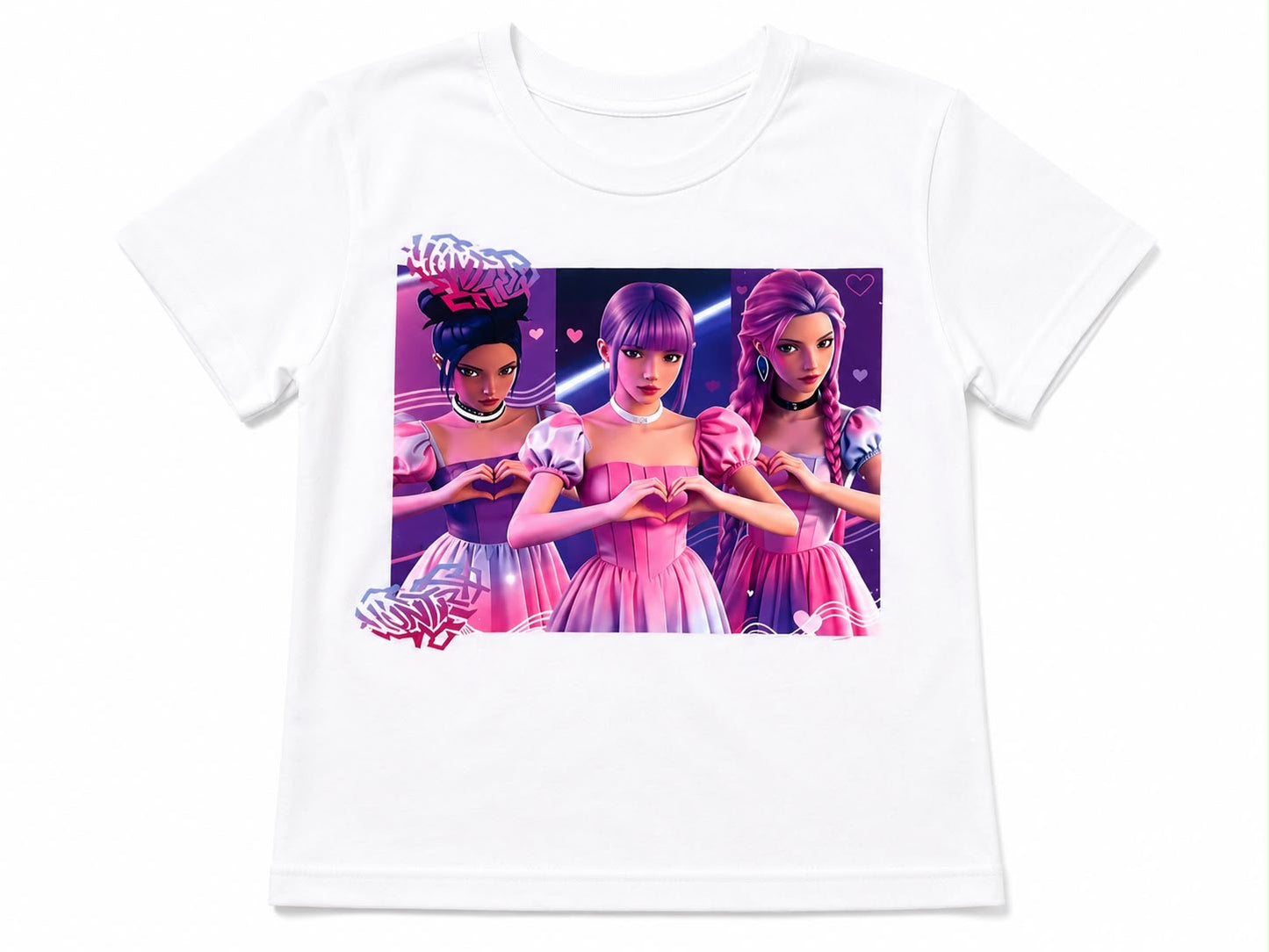 Blusa niña blanca con estampado juvenil