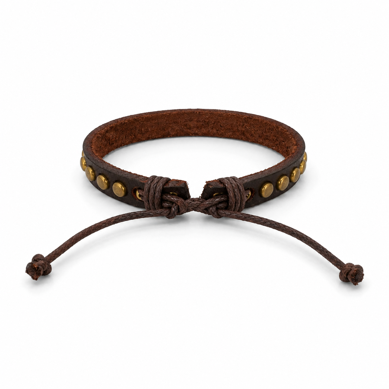 Pulsera caballero ajustable con detalles metálicos 🤎✨