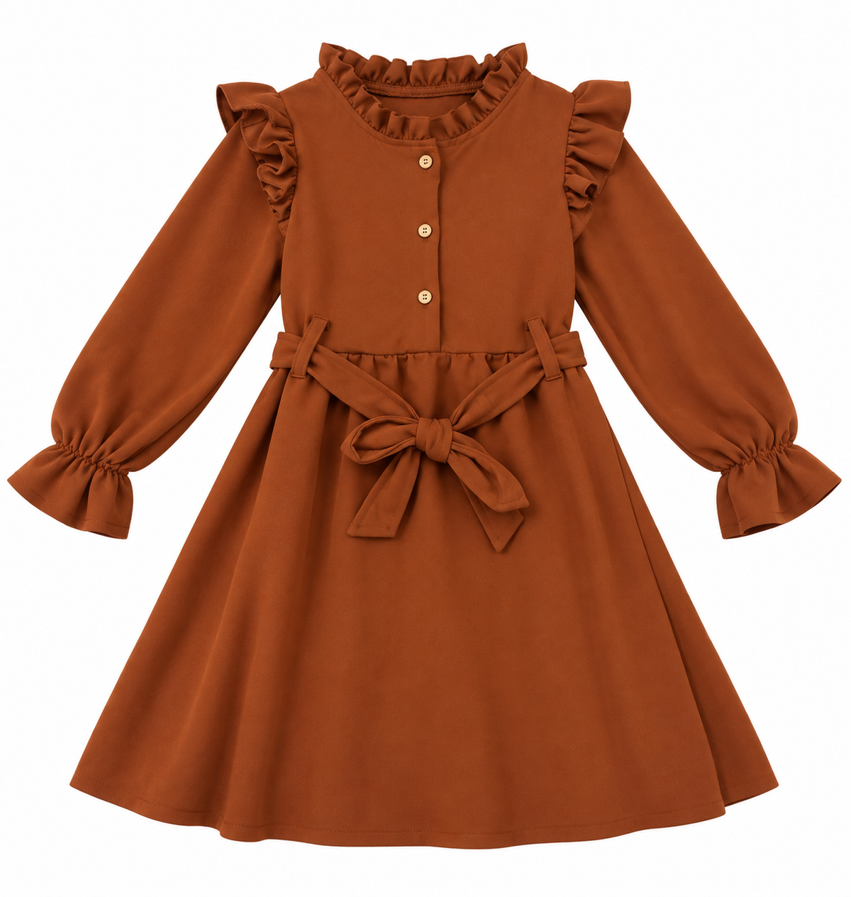 Vestido niña terracota con lazo 🤎