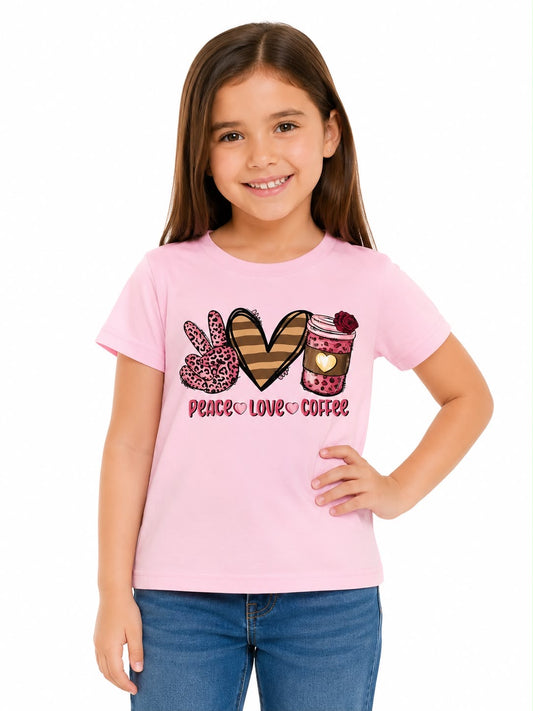Blusa niña rosa peace love y café