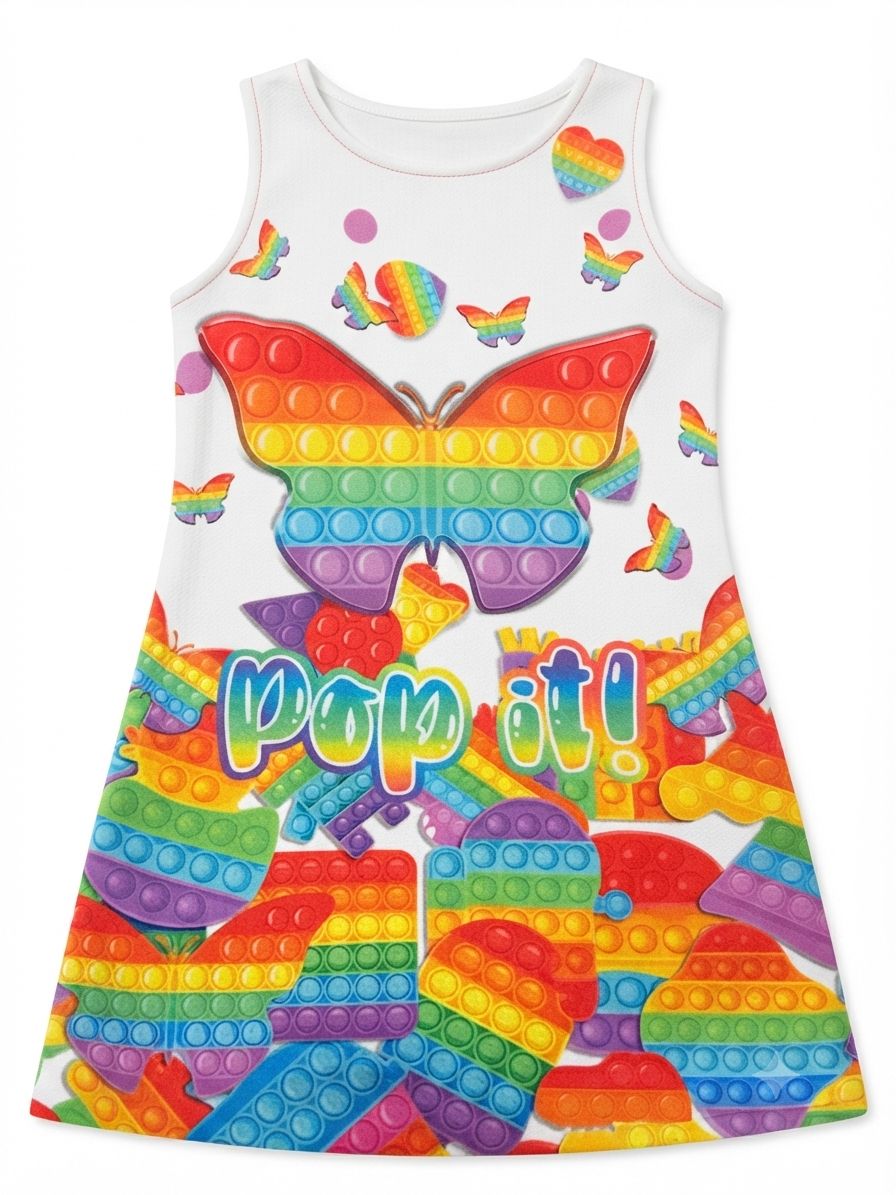Vestido niña estampado Pop It multicolor