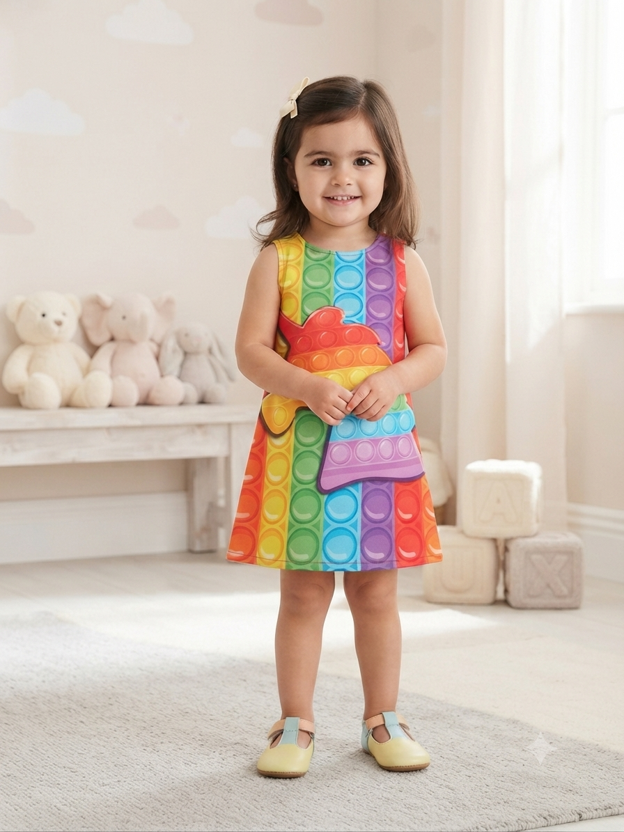 Vestido niña Pop It unicornio multicolor