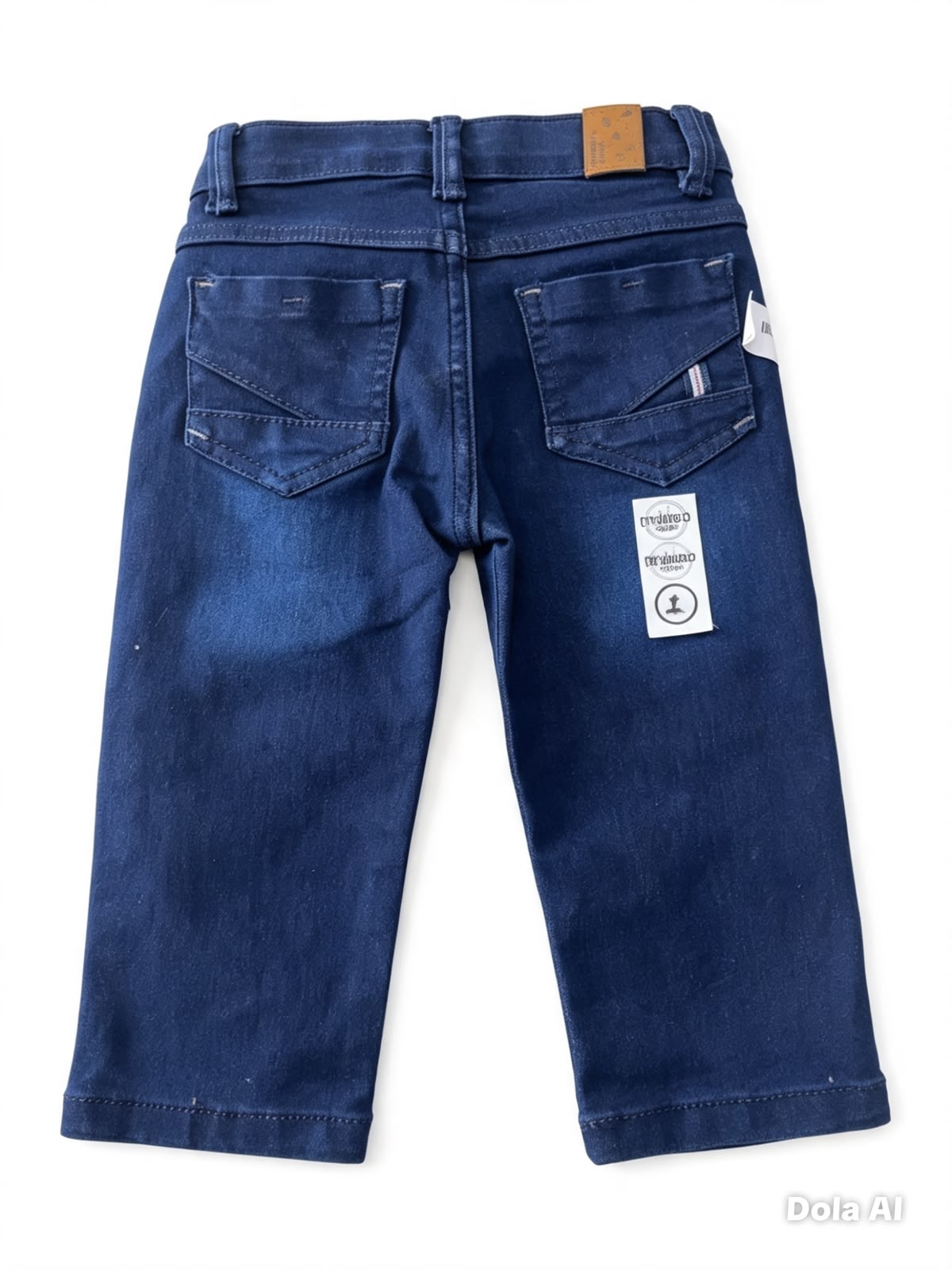 Pantalón niño mezclilla azul oscuro con detalles rojos
