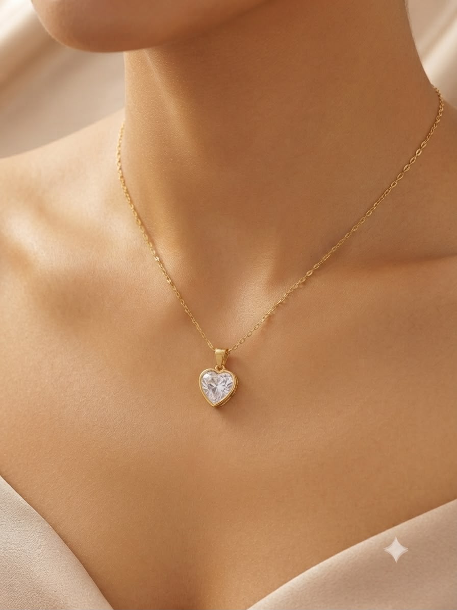 Collar accesorio dama – Dije corazón cristal