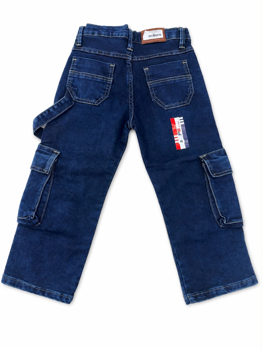 Pantalón niño mezclilla tipo cargo azul oscuro