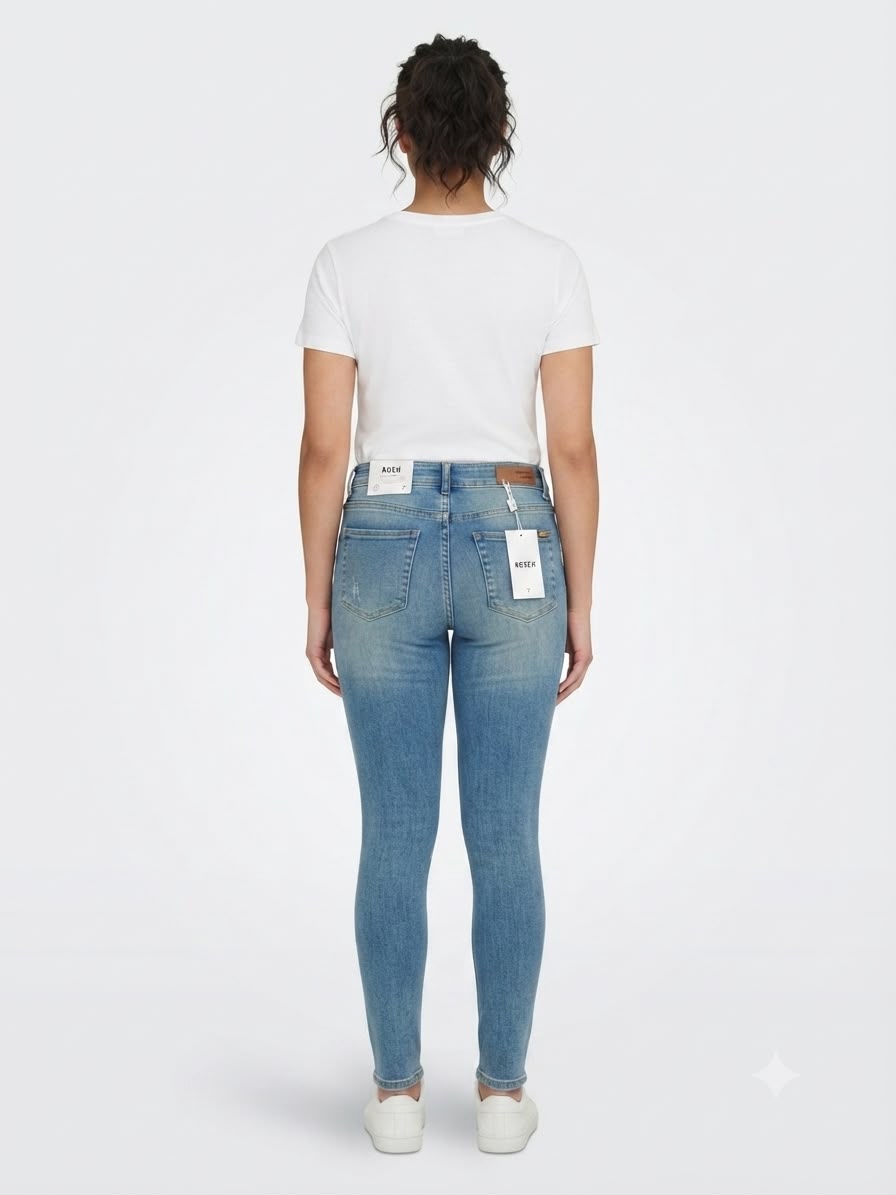 Pantalón dama mezclilla skinny azul claro con doble botón