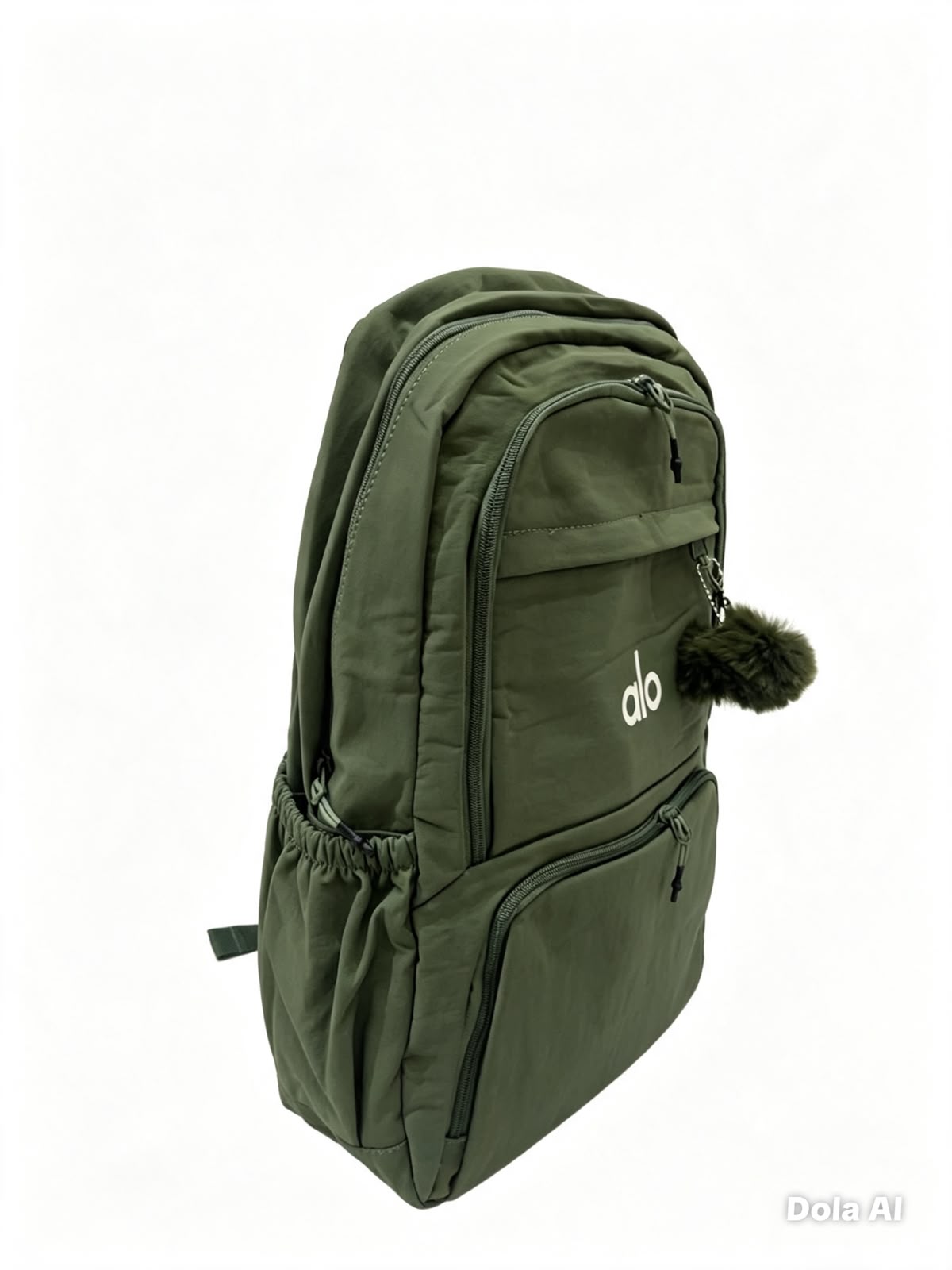 Mochila juvenil color verde olivo con múltiples compartimentos