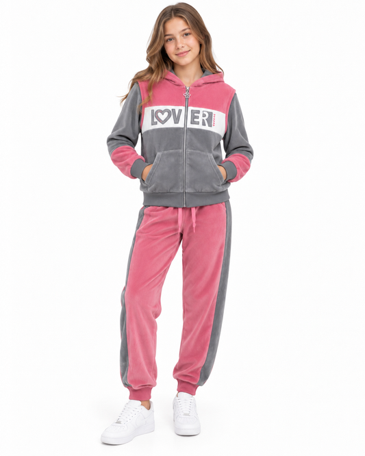 Set niña deportivo de 3 piezas en tonos rosa y gris ✨