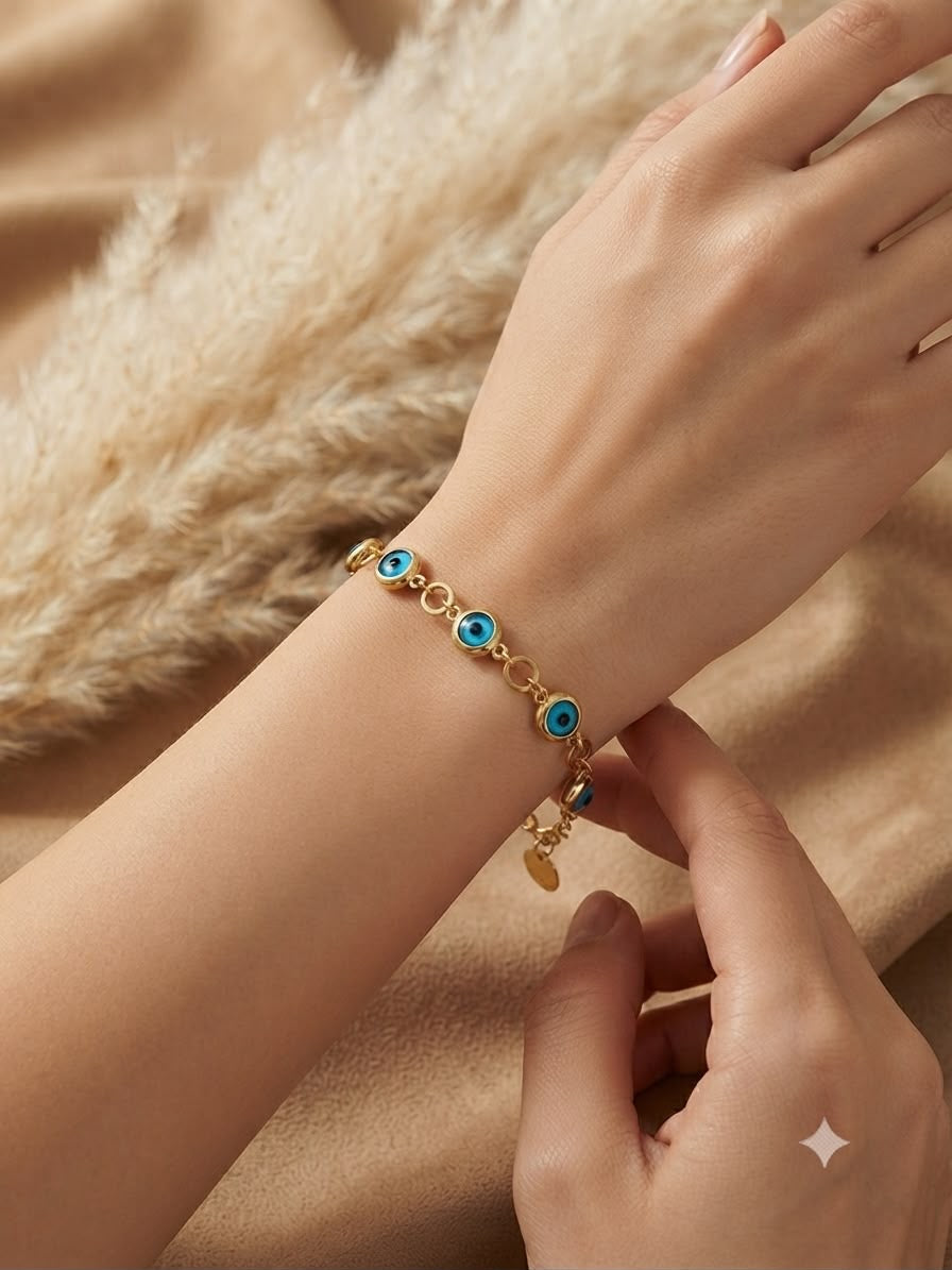 Pulsera Dama ojo turco dorado