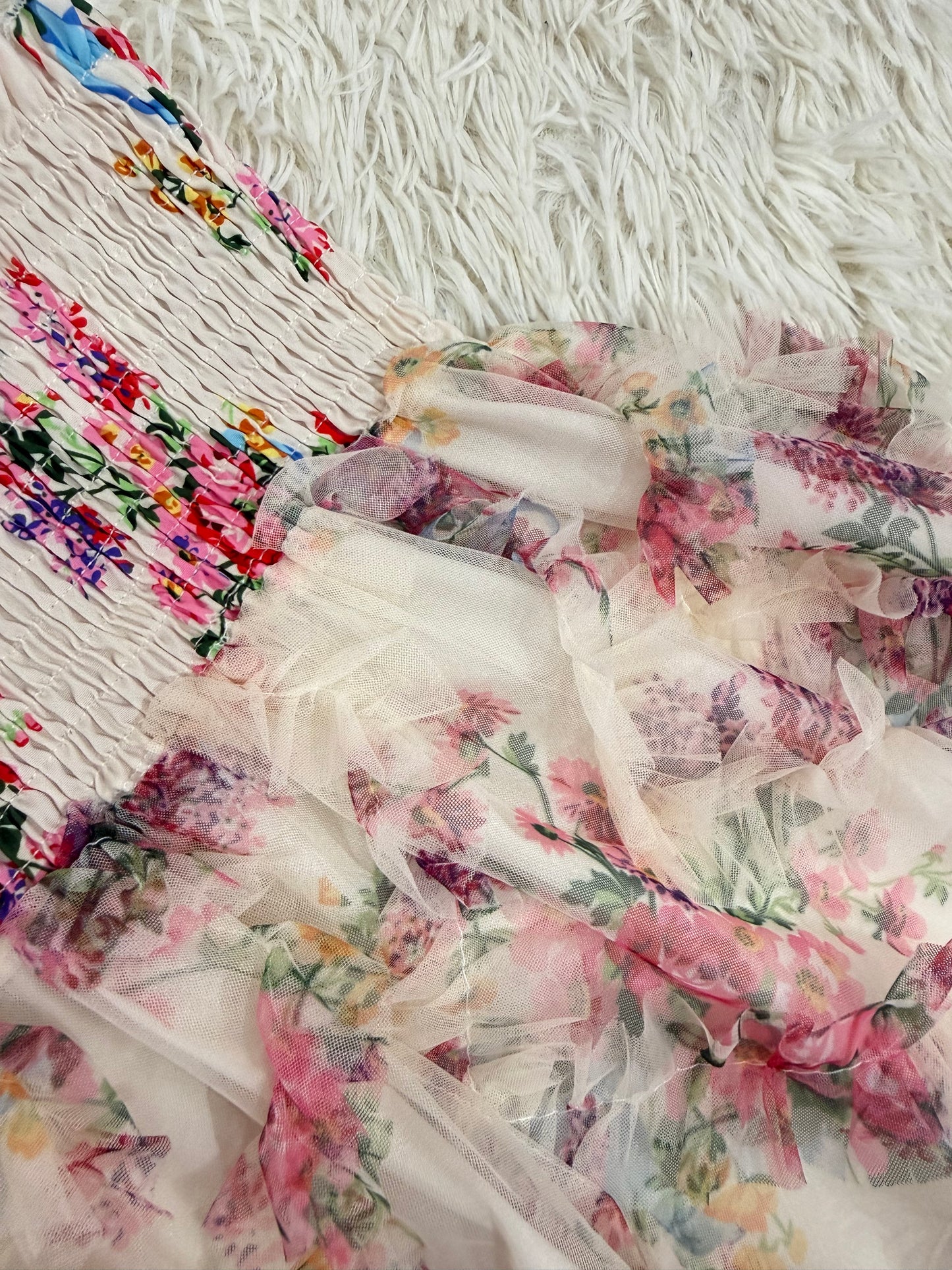 Vestido niña Meses  flores con tul