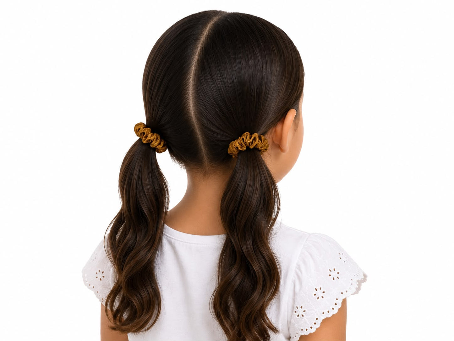 Set Liga cabello accesorio satinada dorado café – 2 piezas