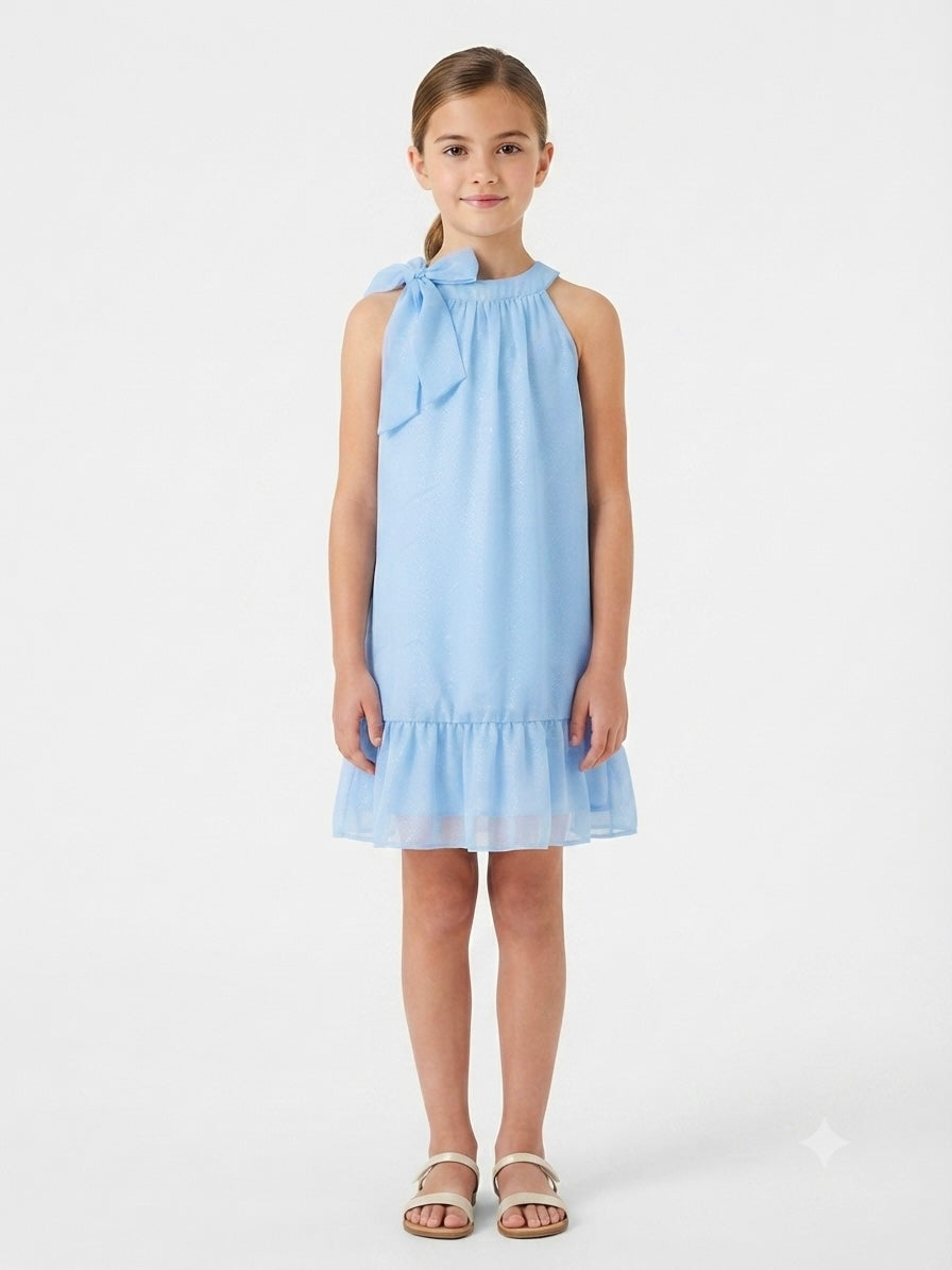 Vestido niña con moño decorativo – Frescura y elegancia