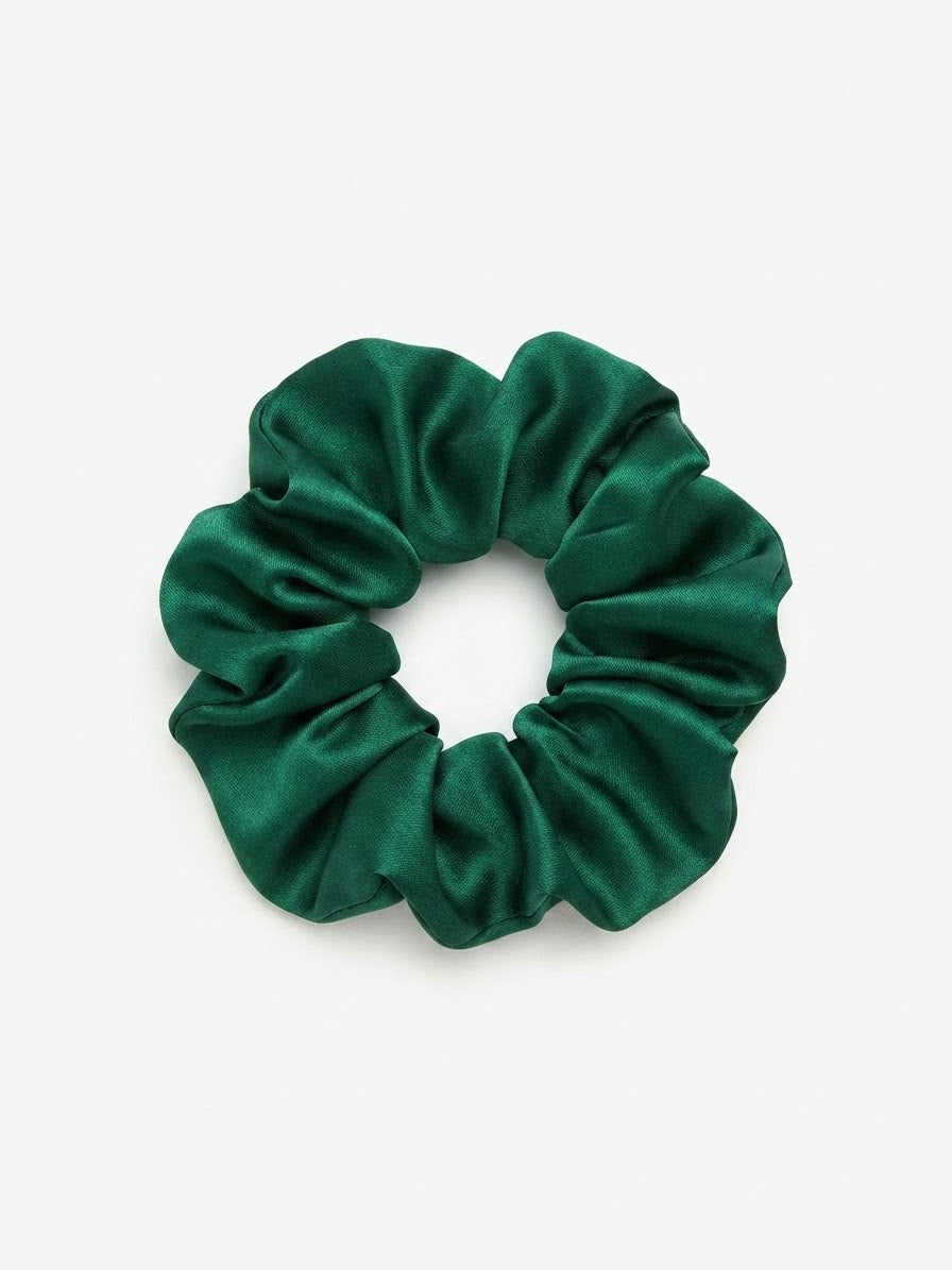 Liga cabello accesorio satinada verde esmeralda