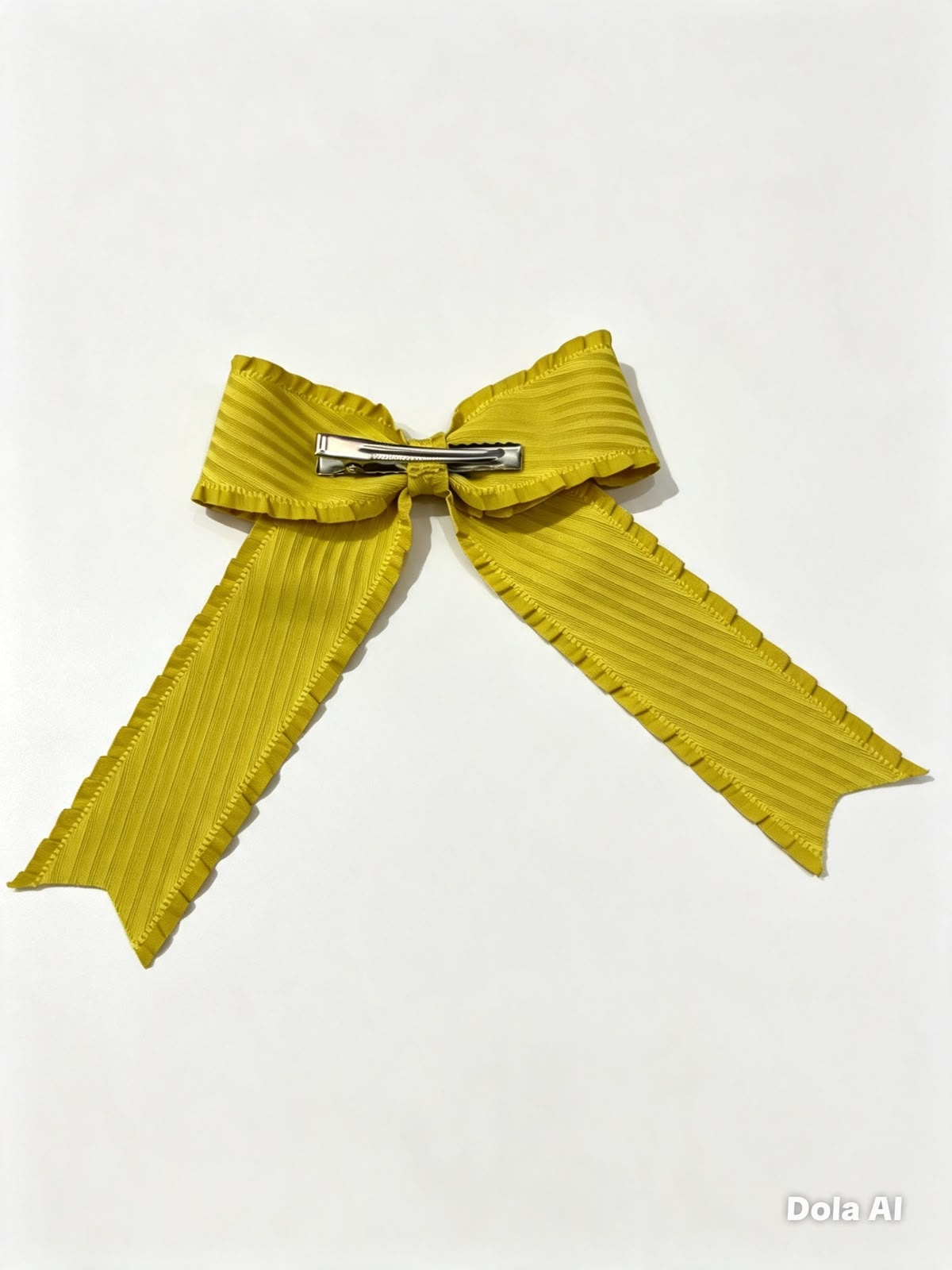 Moño niña amarillo mostaza con tiras largas 🎀💛