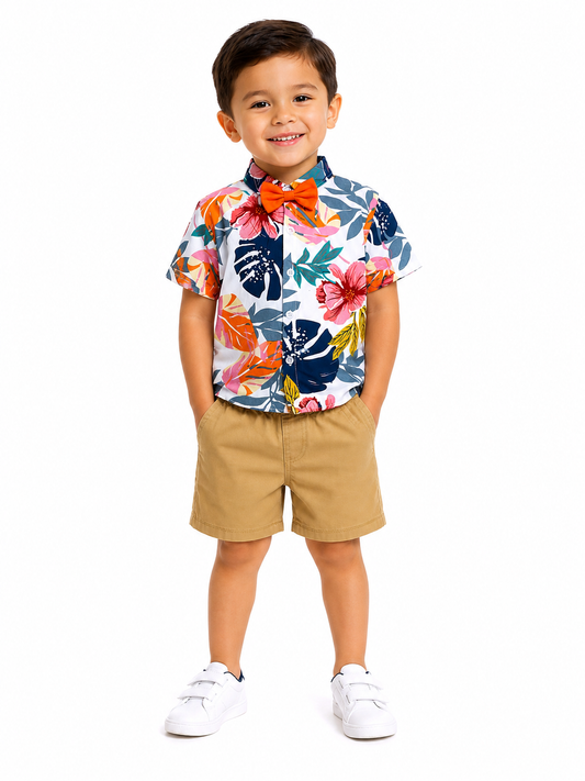 Set niño tropical con moño 🍃🌺