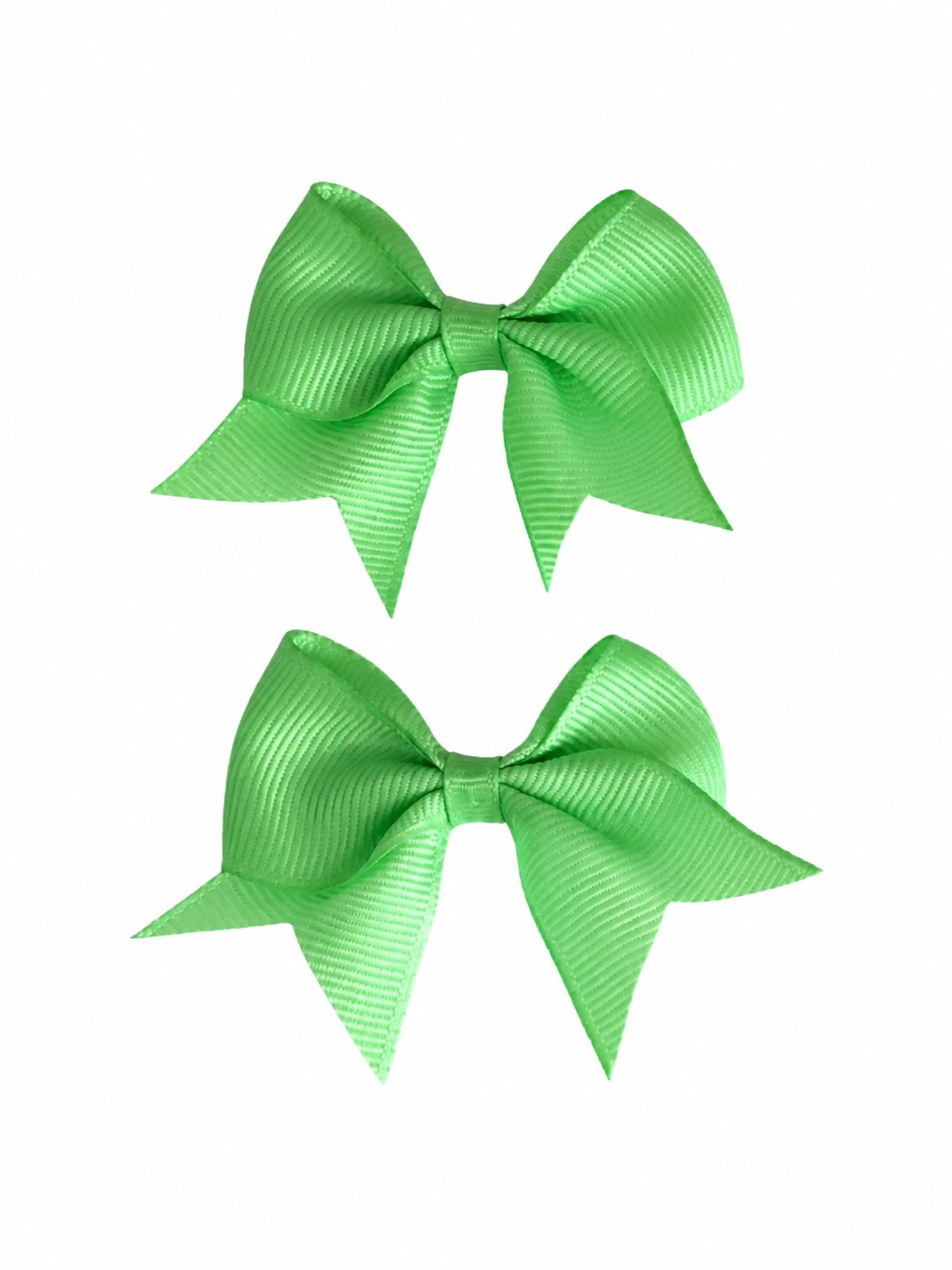 Moño par niña verde brillante con puntas