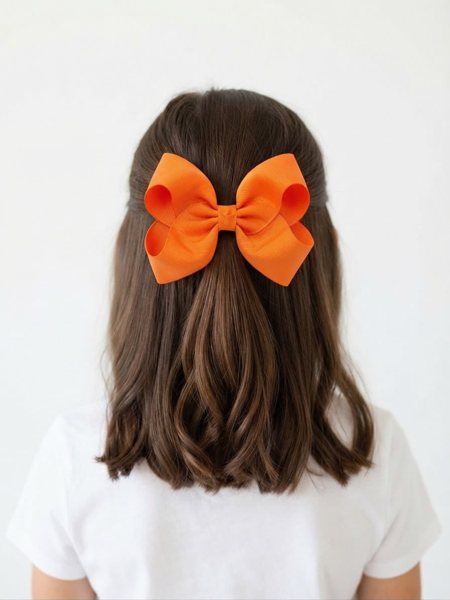 Moño niña naranja vibrante