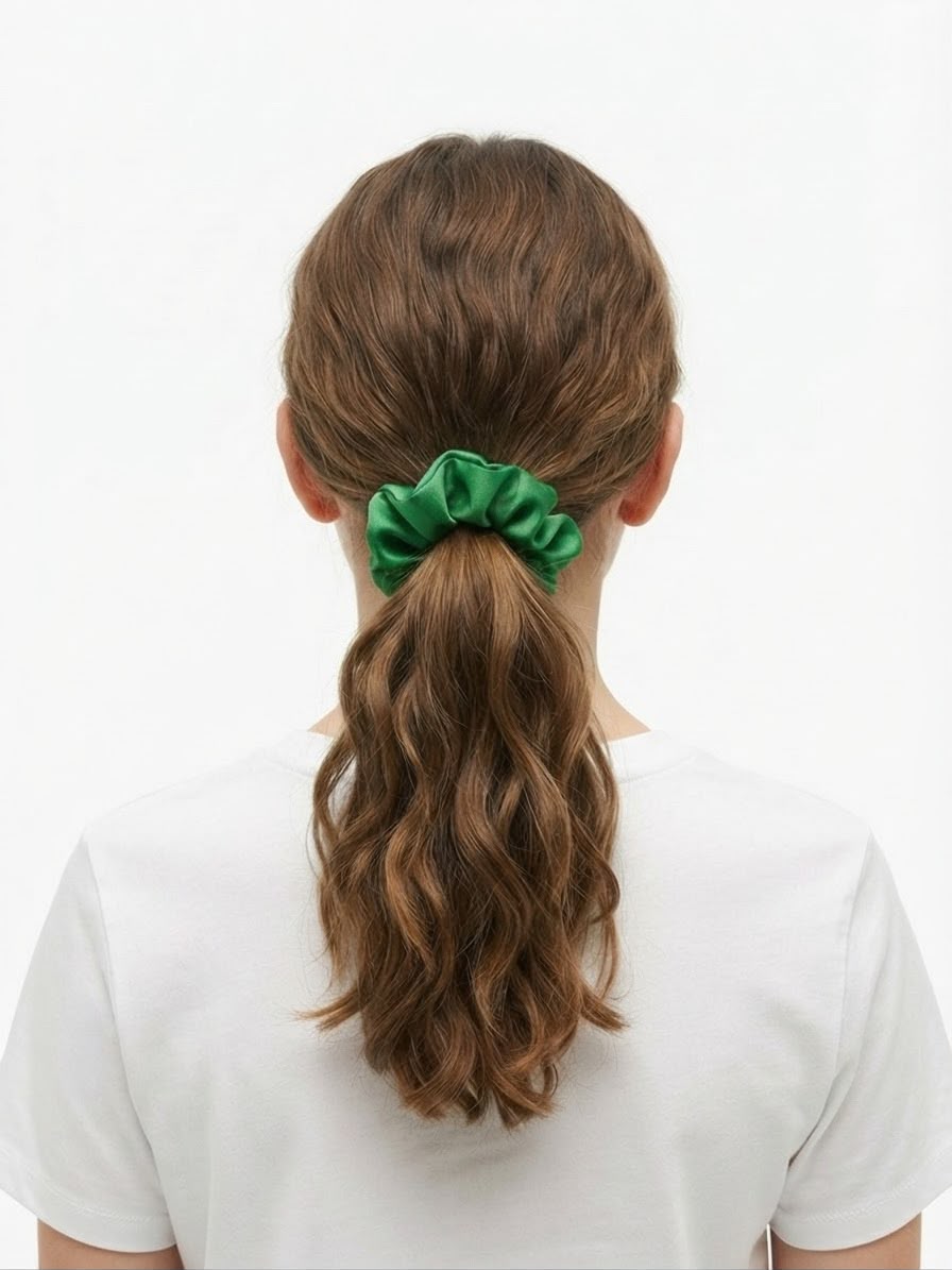 Liga cabello accesorio satinada verde