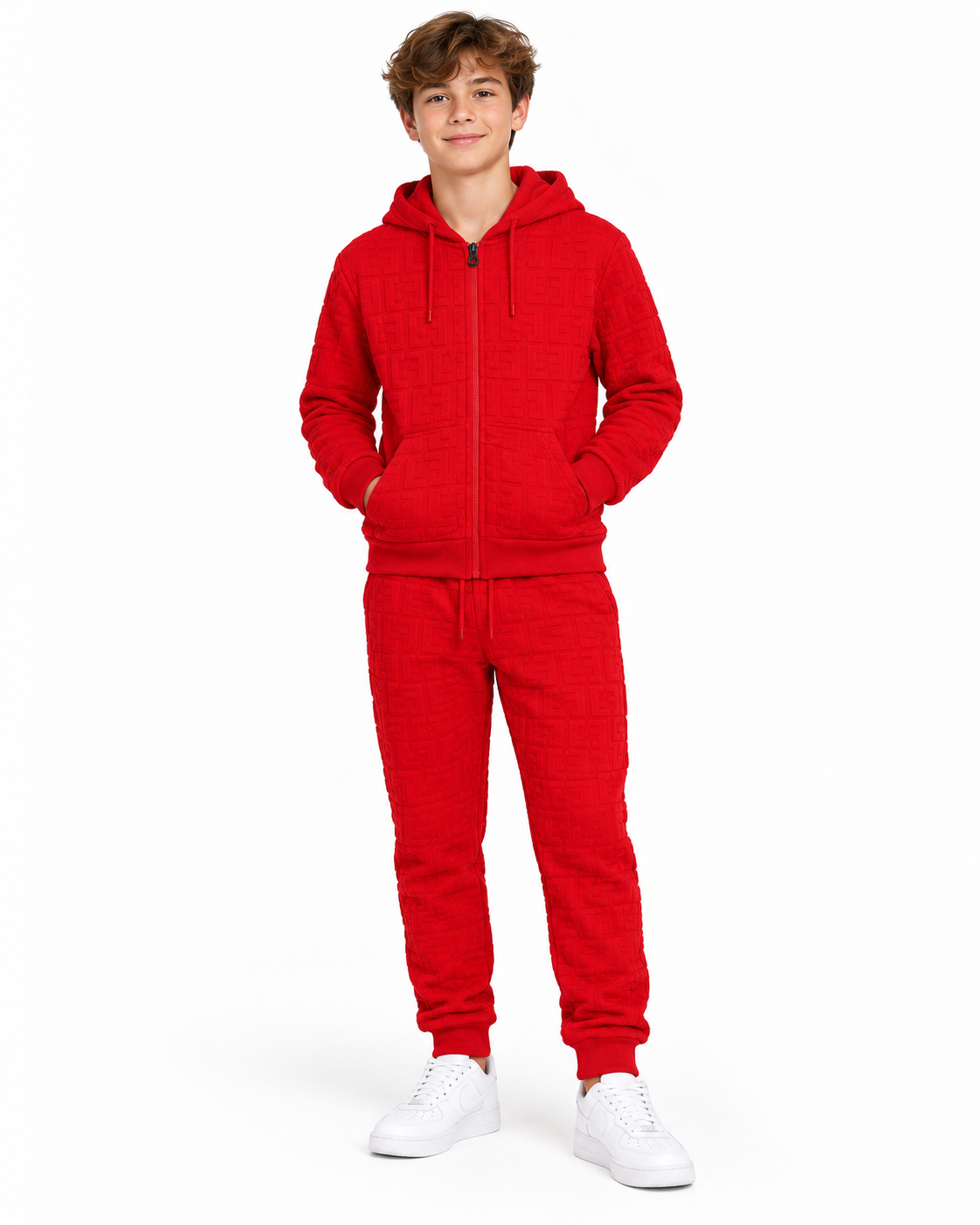 Set niño deportivo rojo con textura