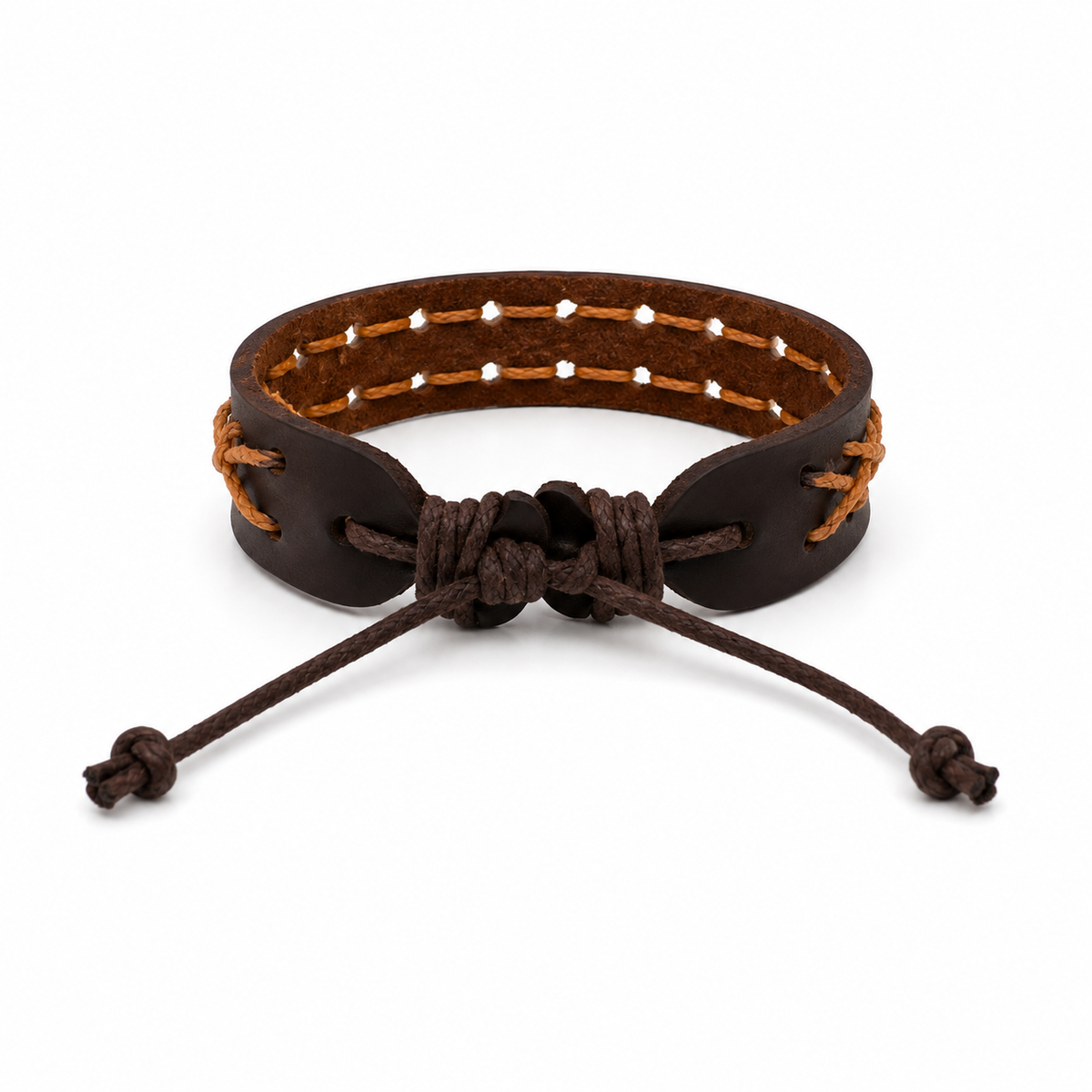 Pulsera caballero ajustable con detalle tejido 🤎