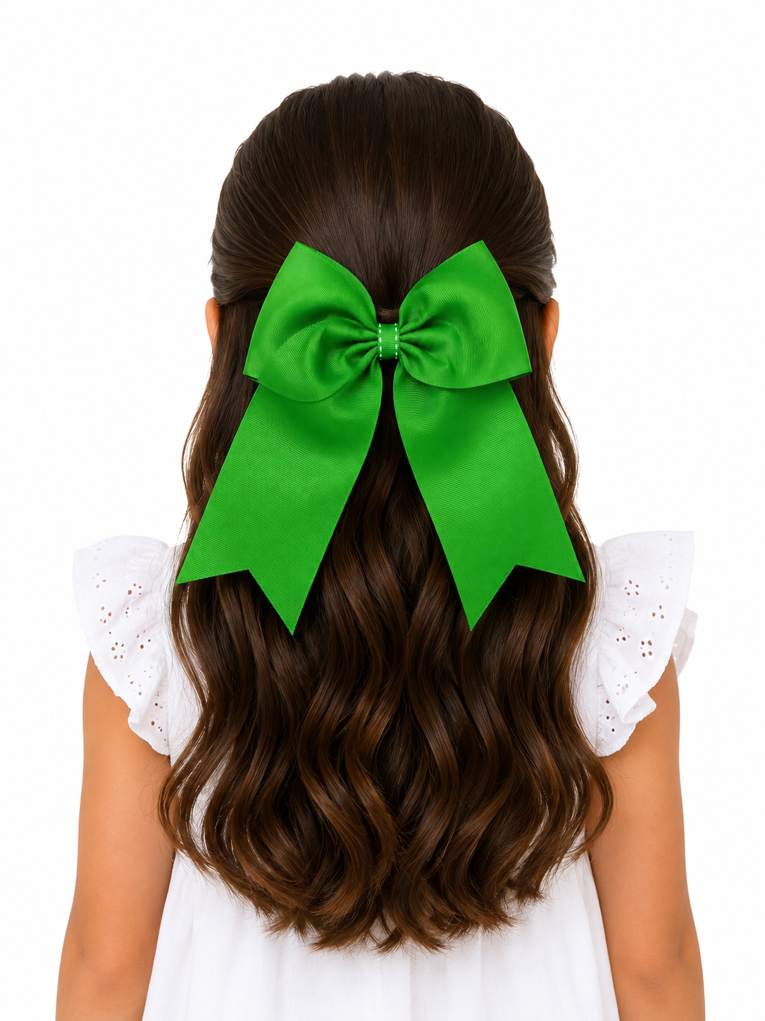 Moño niña verde con tiras largas